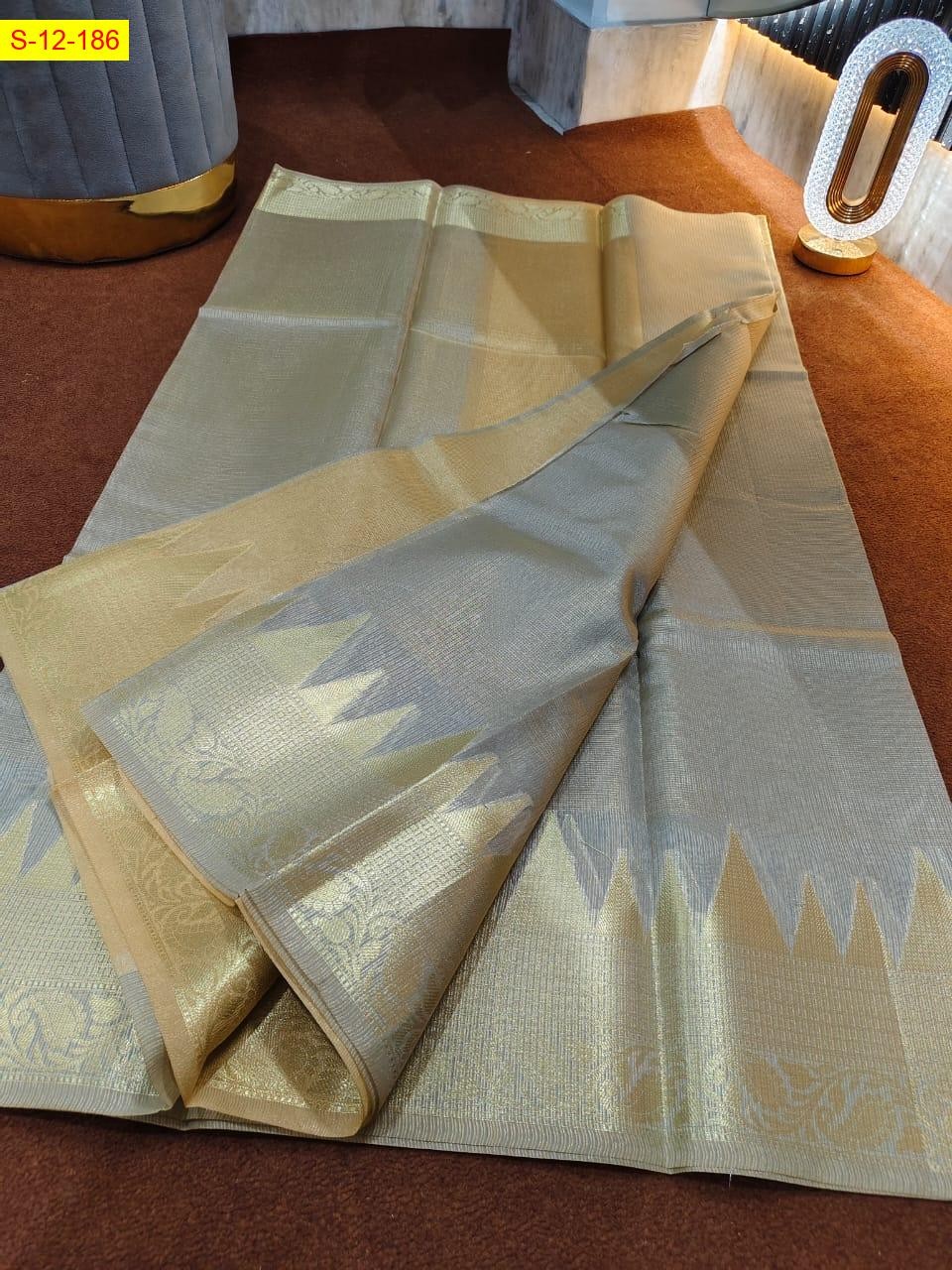 Gray Banarasi kanchi tower border sarees 
