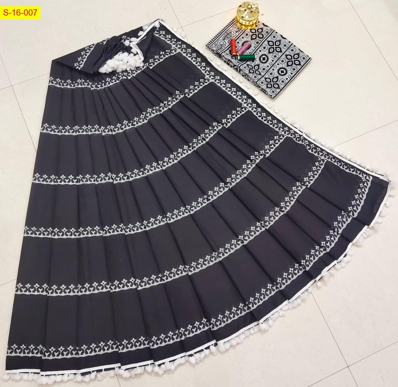 Black Mulmul Cotton printed saree