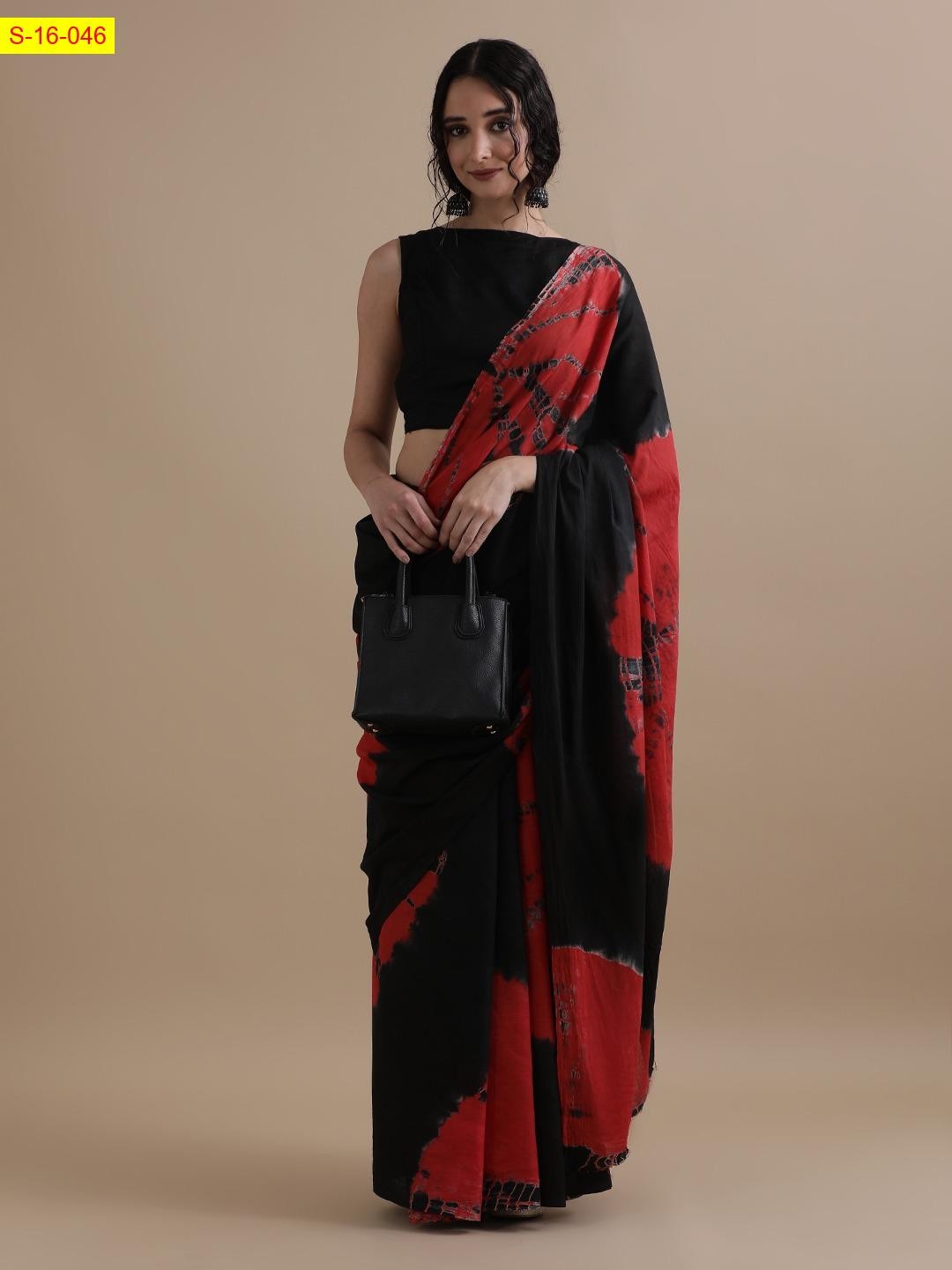 Black Mulmul cotton handblock printed sarees