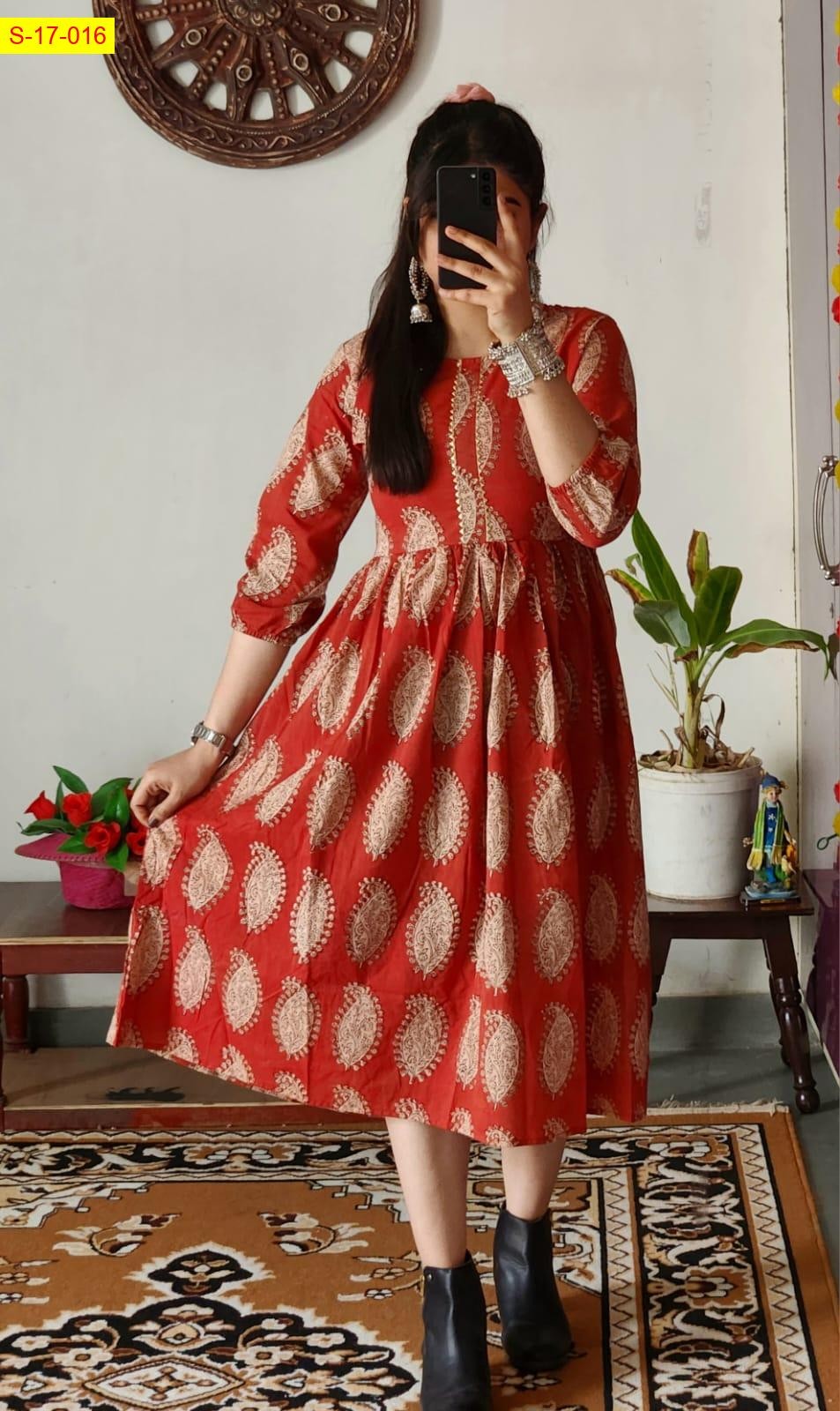 Red Knee length kurti