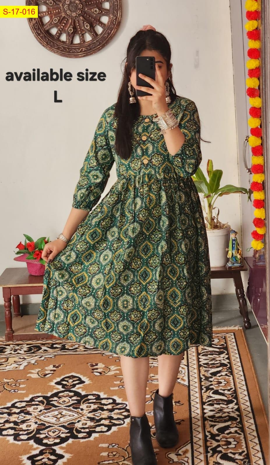 Green Knee length kurti