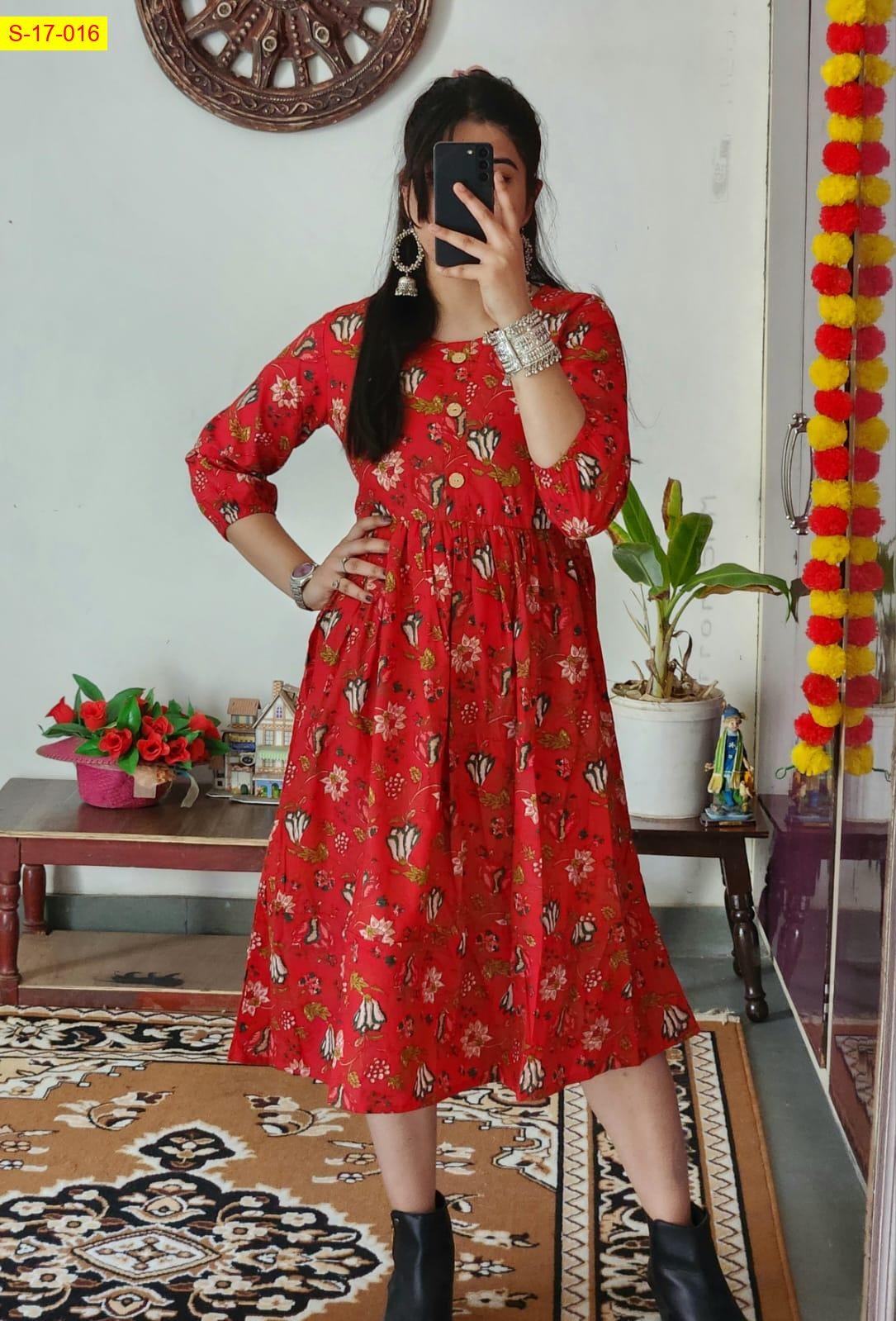 Red Knee length kurti