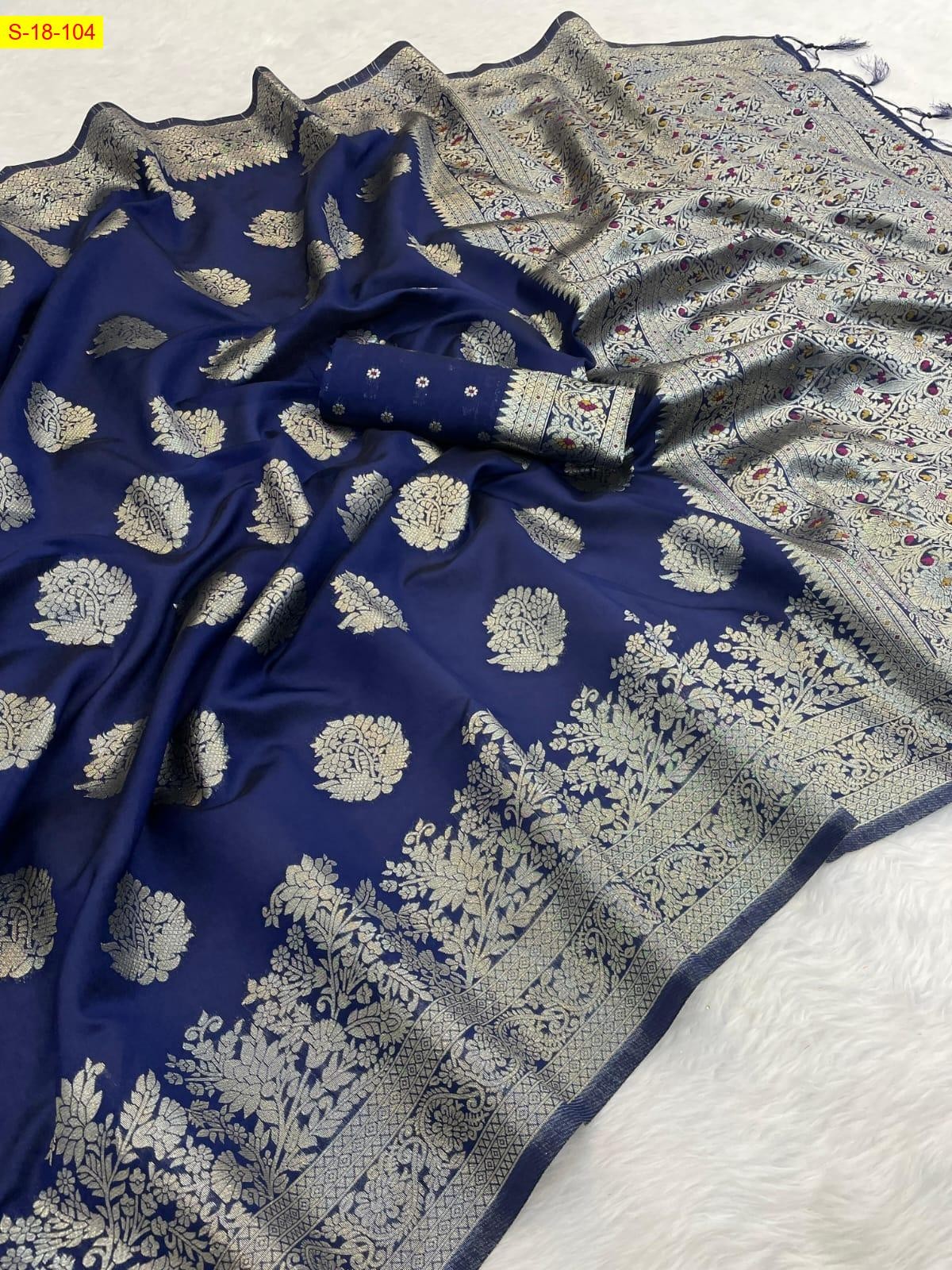Navy blue Kamya soft silk sarees