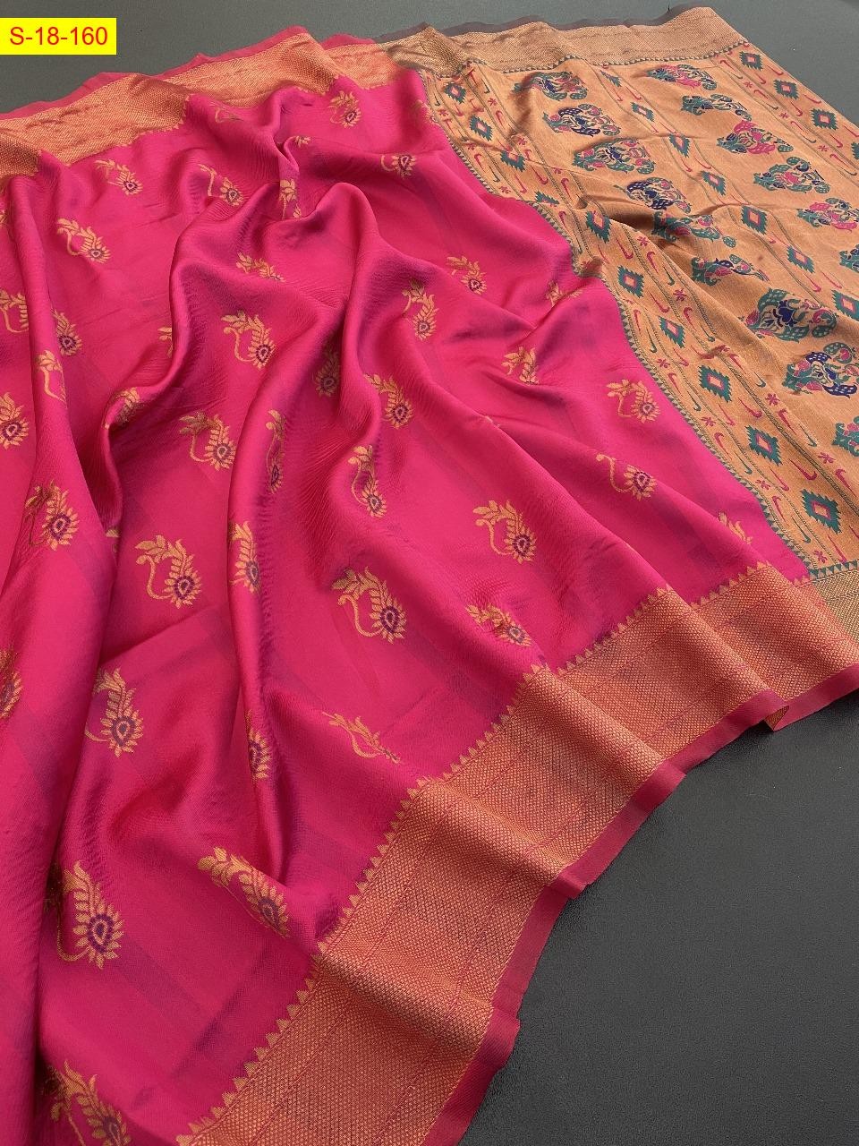 Pink Lichi silk sarees 