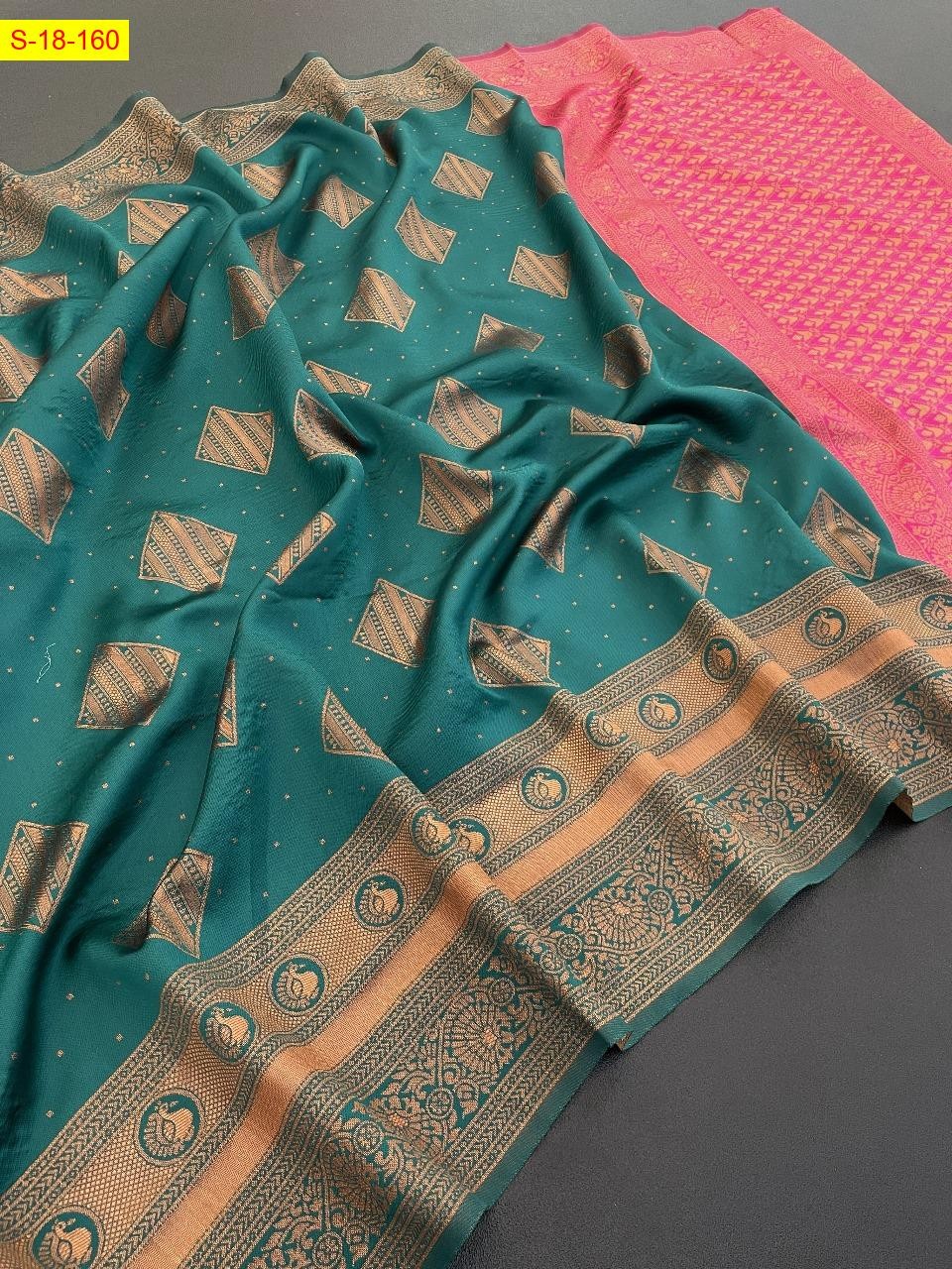 Dark green Lichi silk sarees 