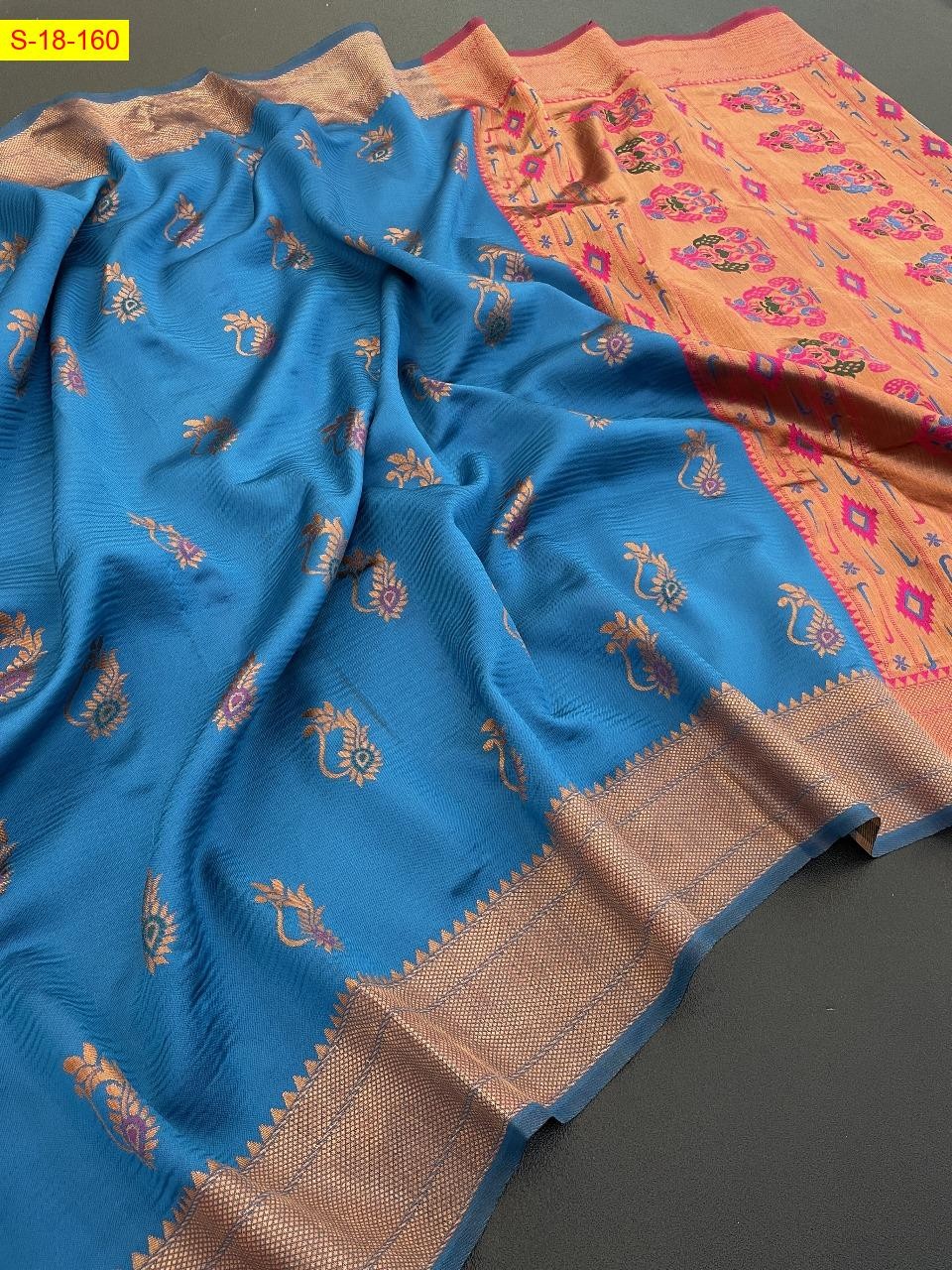 Blue Lichi silk sarees 