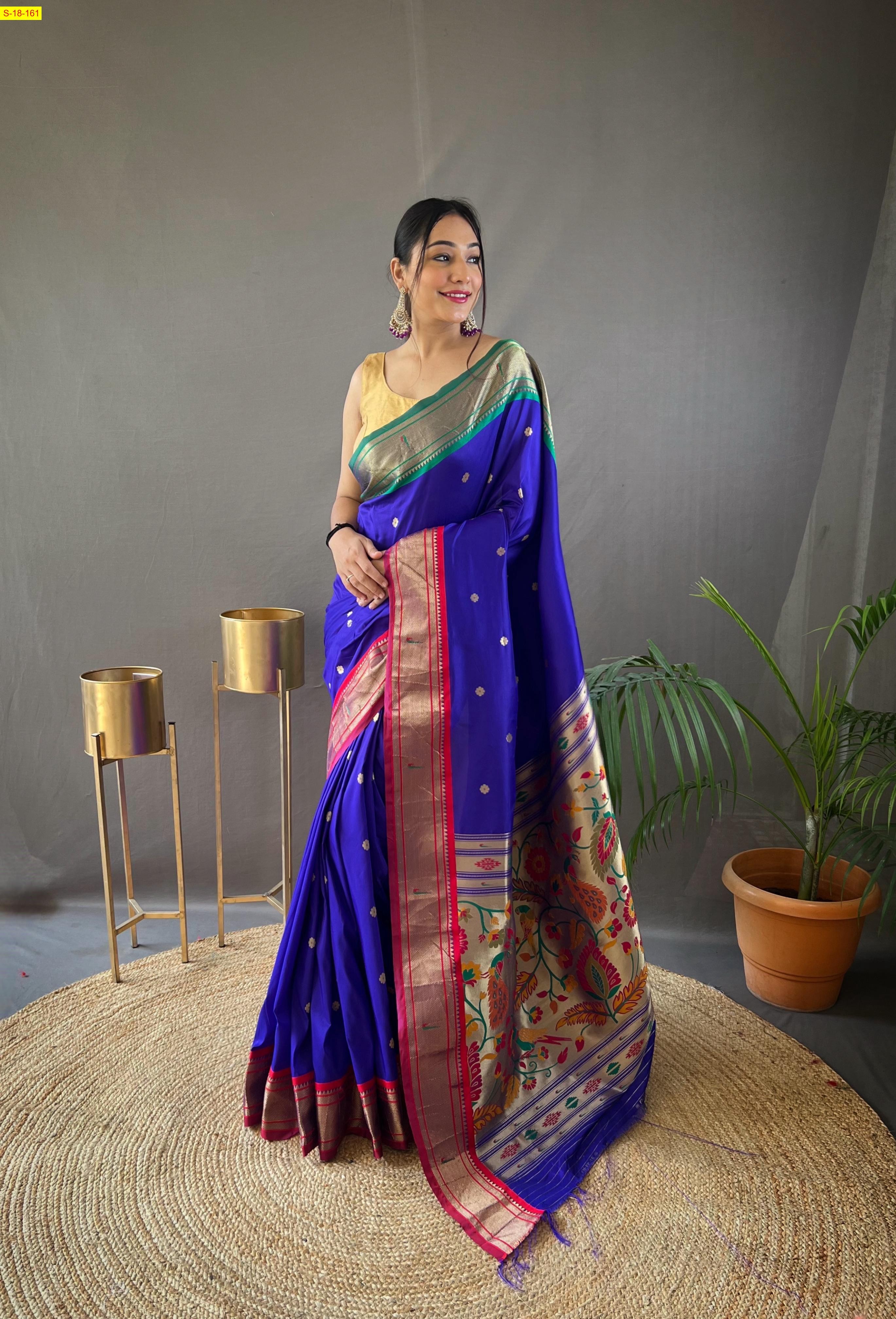 Dark blue Paithani Silk sarees