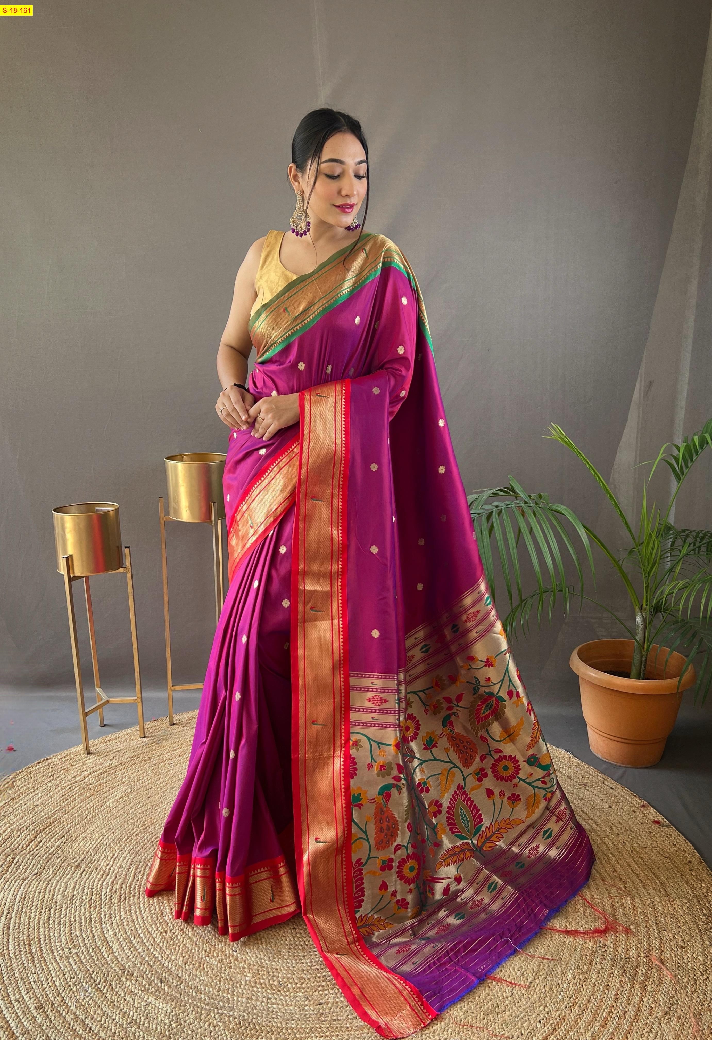 Pink Paithani Silk sarees
