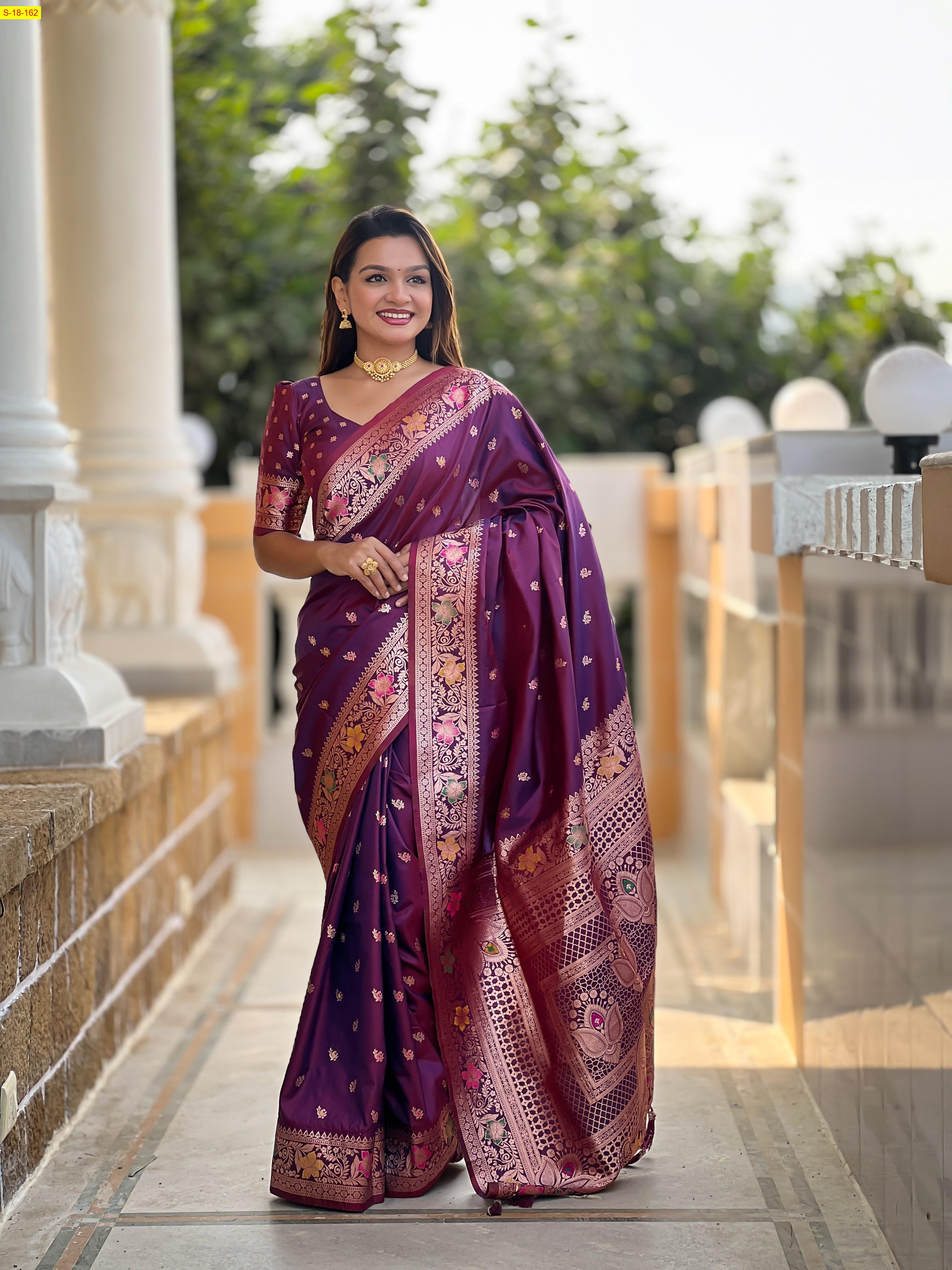 Brown Banarasi fancy silk sarees