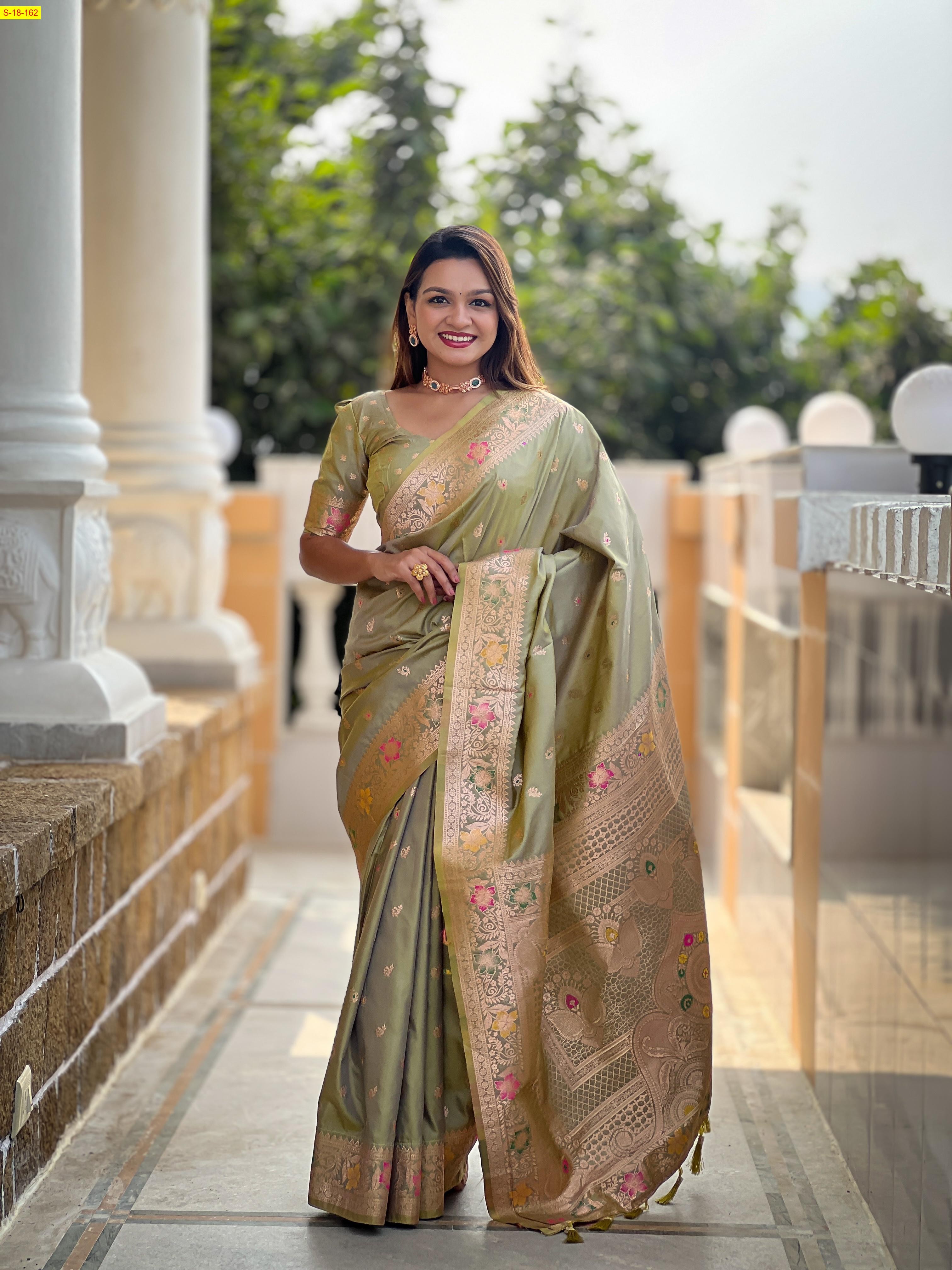Light Green Banarasi fancy silk sarees