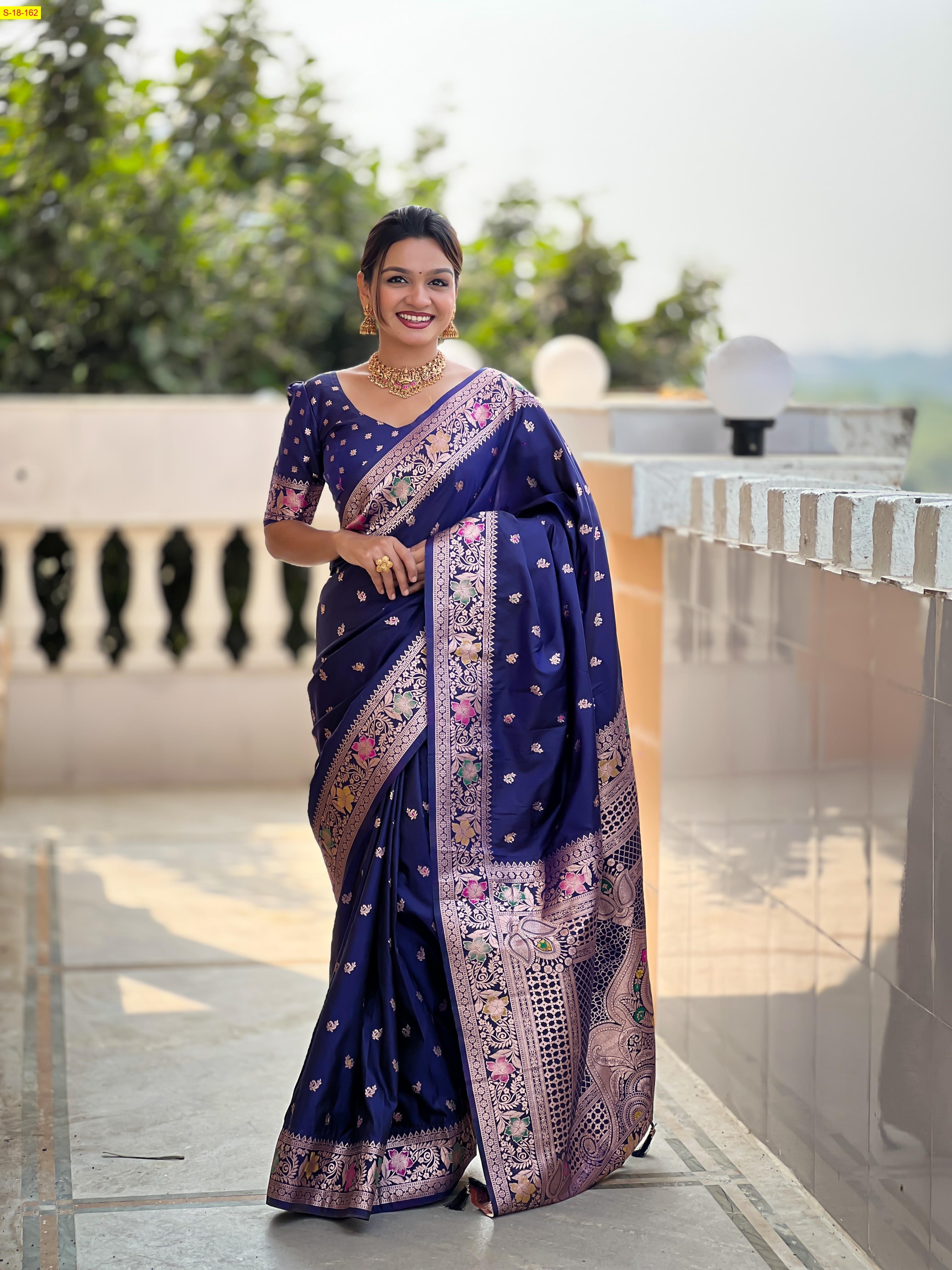 Navy Blue Banarasi fancy silk sarees