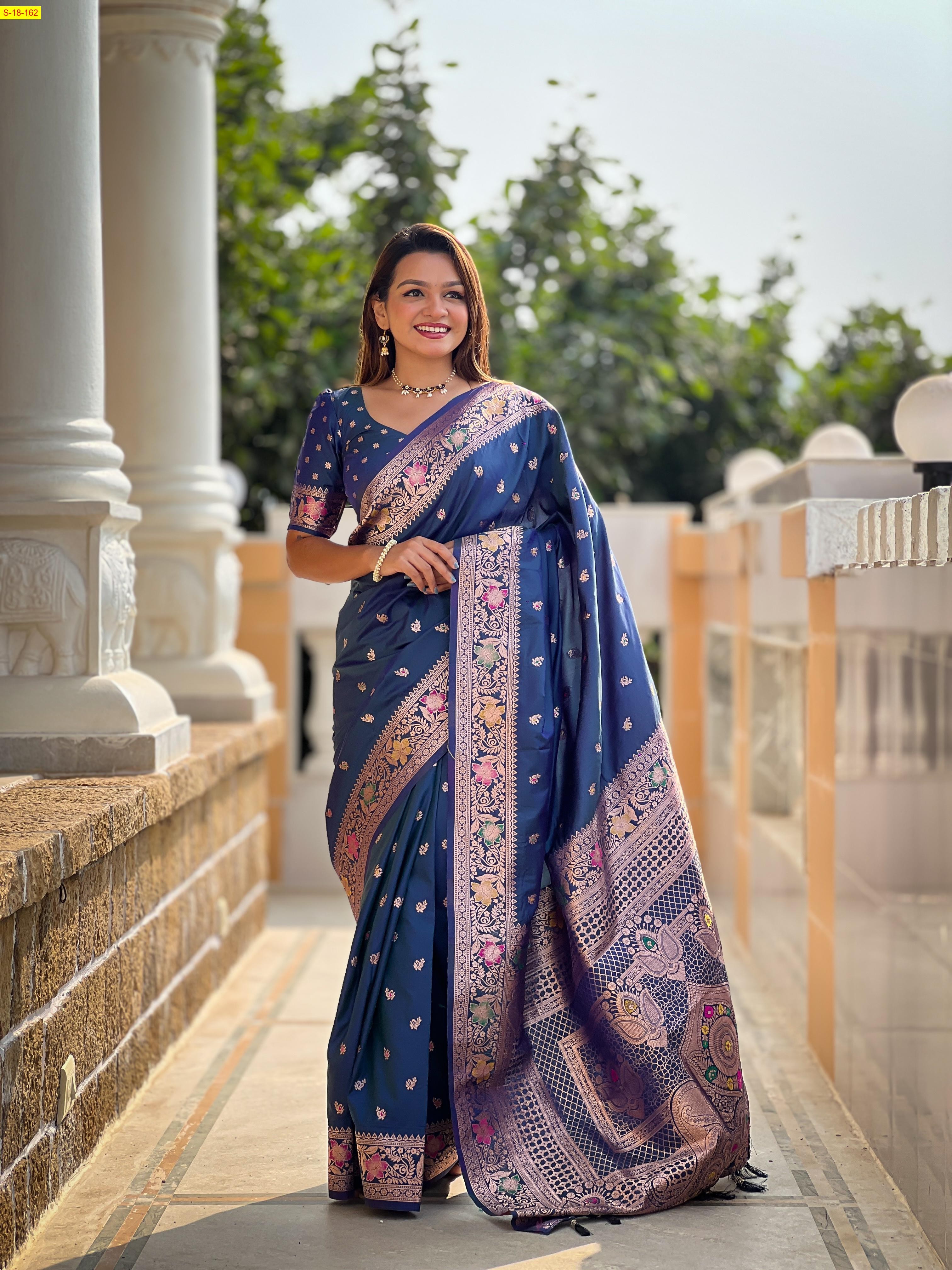 Blue Banarasi fancy silk sarees