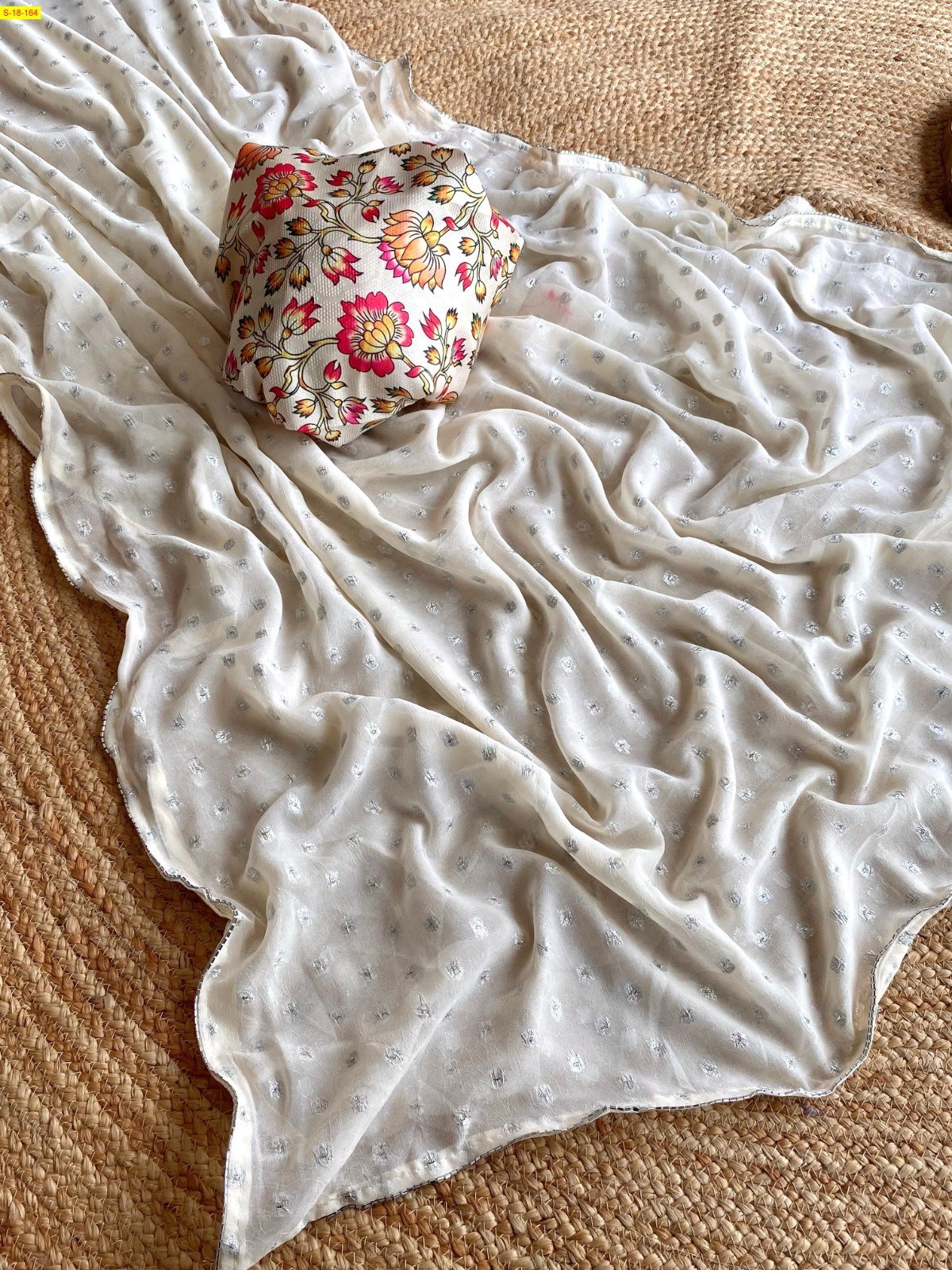 Off white Fancy georgette butta sarees 
