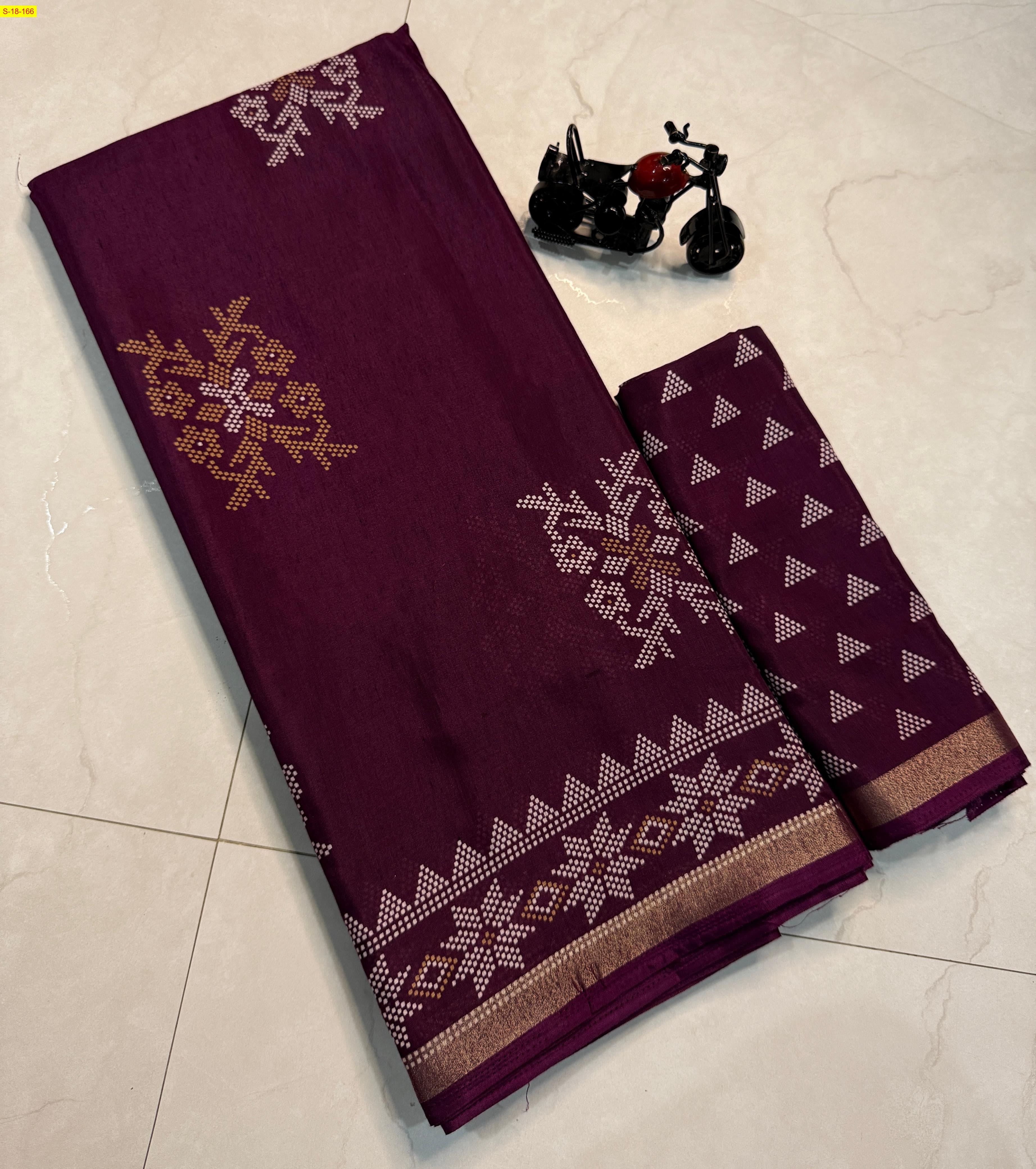 Maroon Soft fancy mul slub cotton sarees 