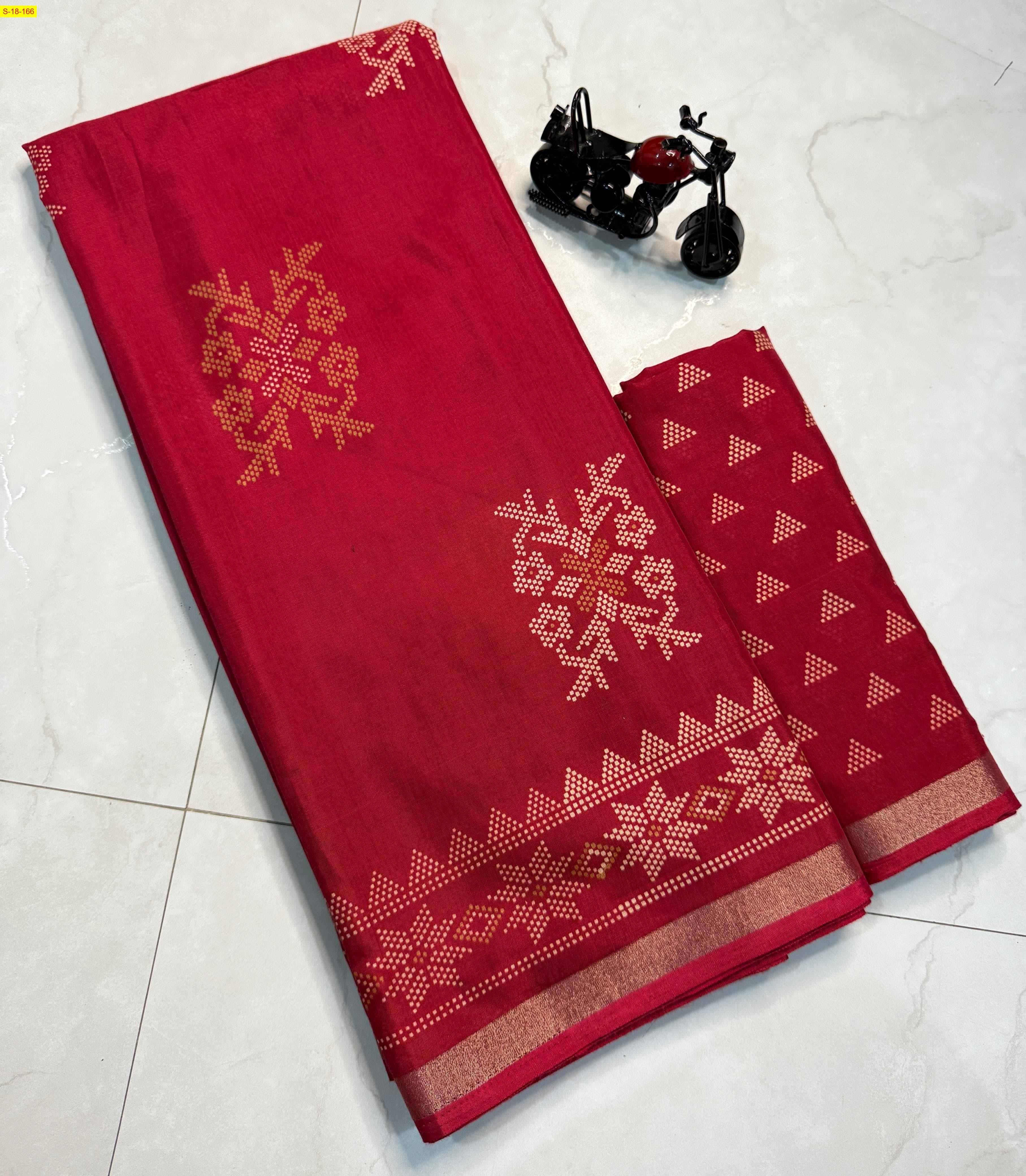 Red Soft fancy mul slub cotton sarees 