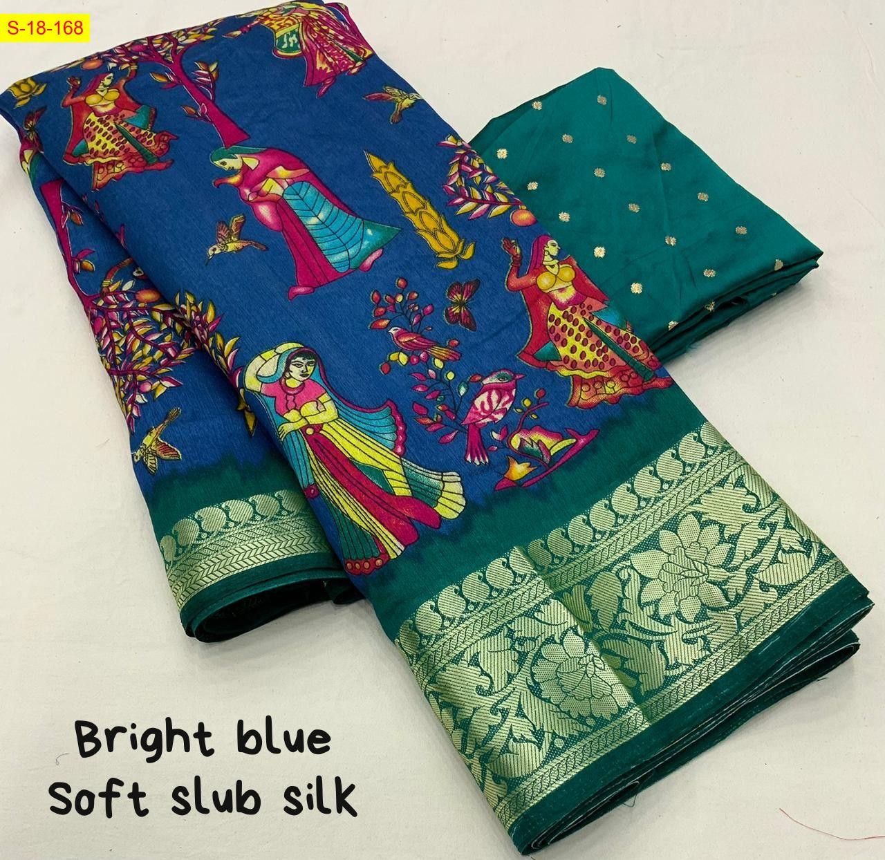 Blue Soft Slub Silk Saree