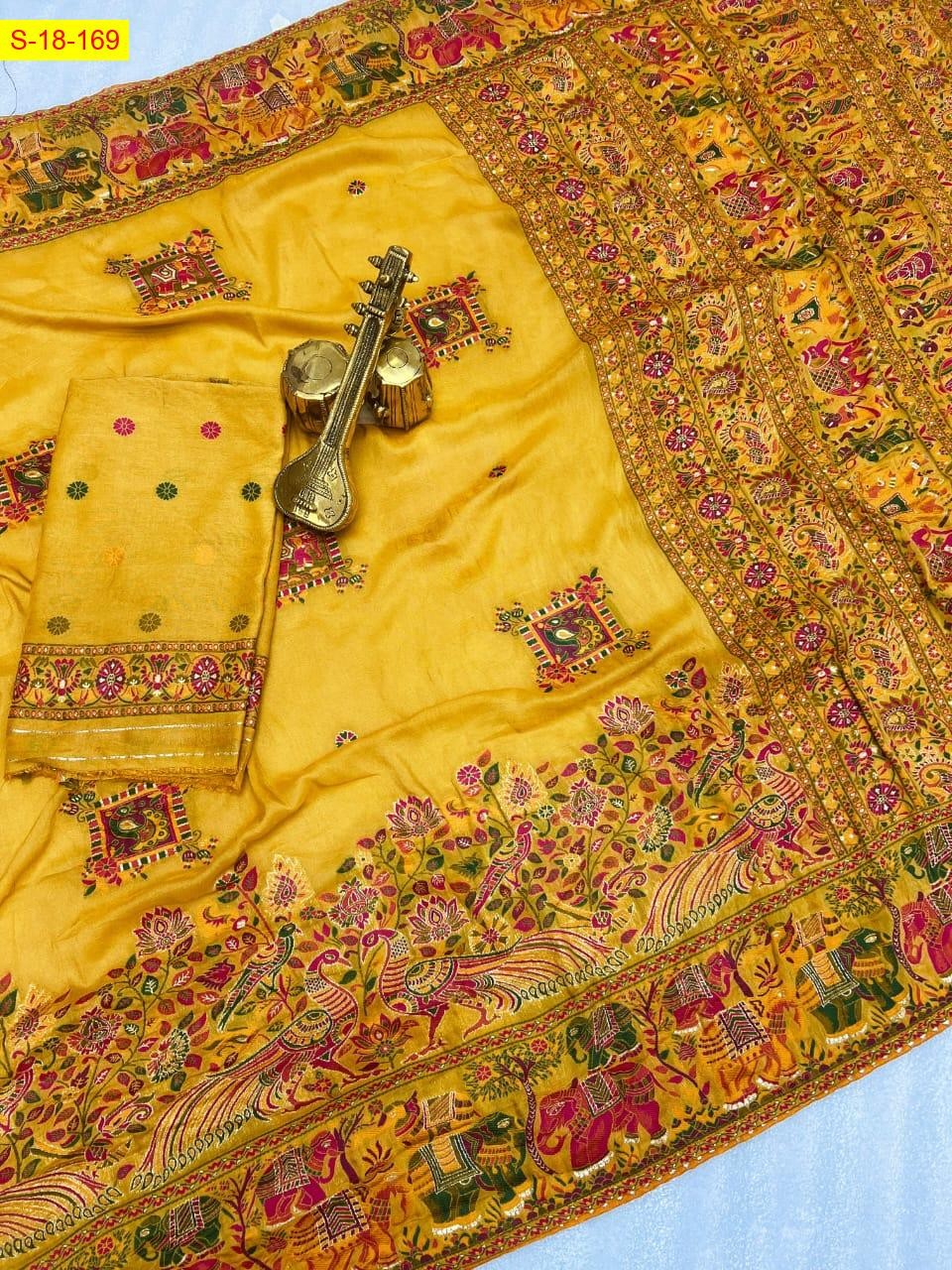 Yellow Pashmina Soft Dola Viscose Silk saree