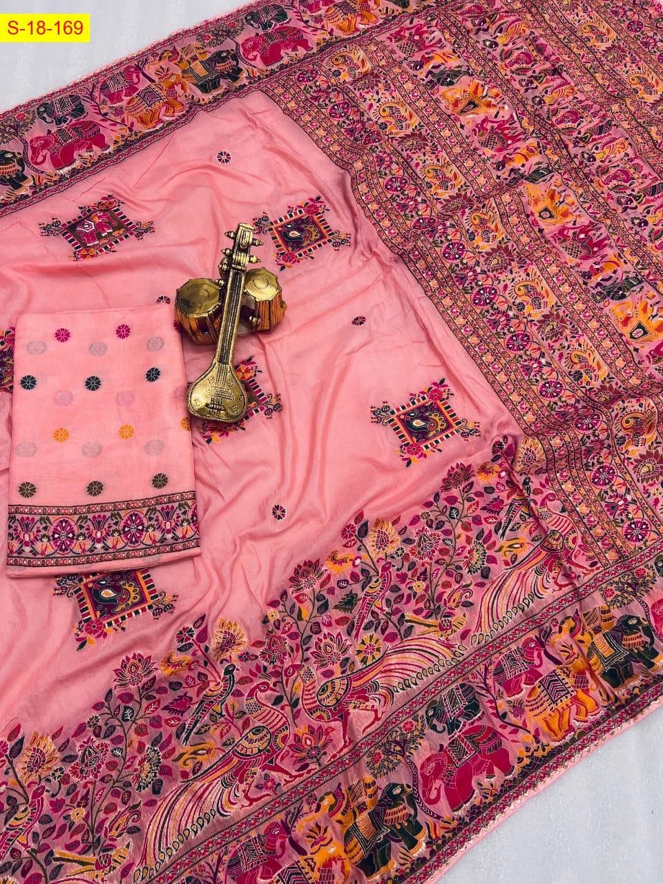 Pink Pashmina Soft Dola Viscose Silk saree