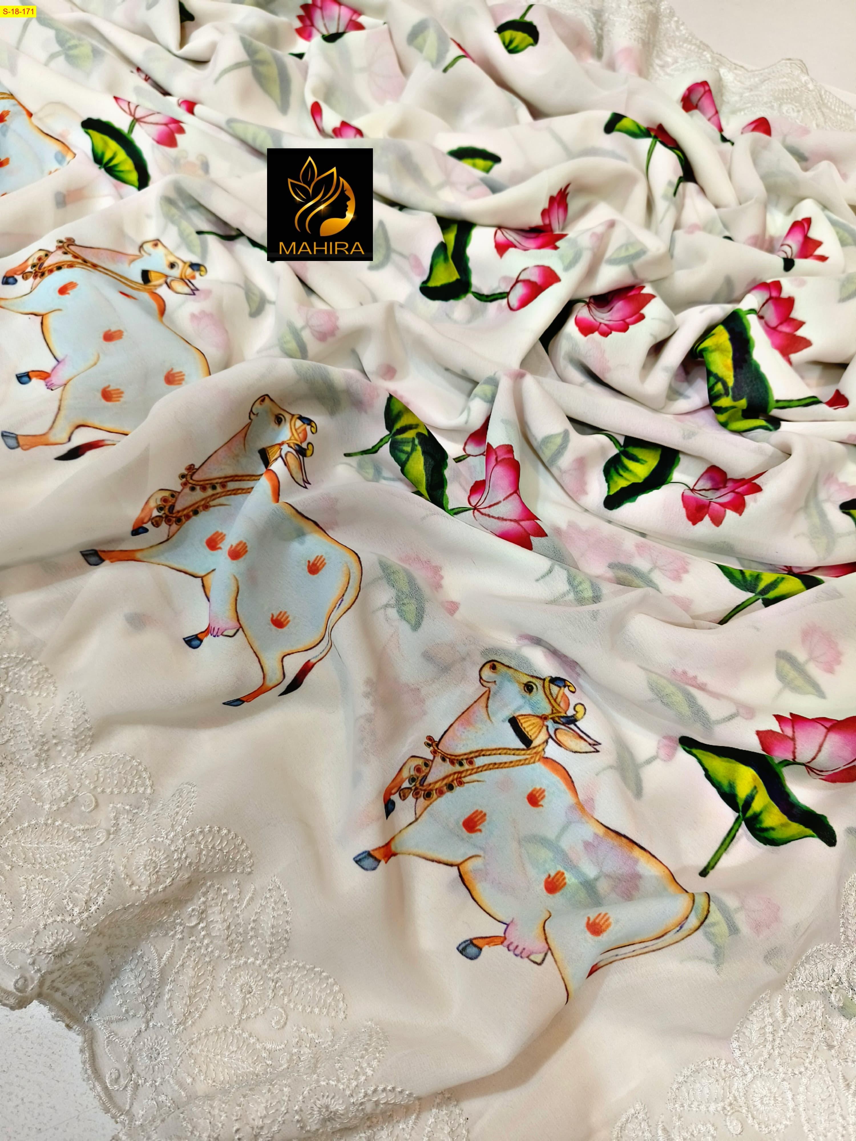 White Georgette saree