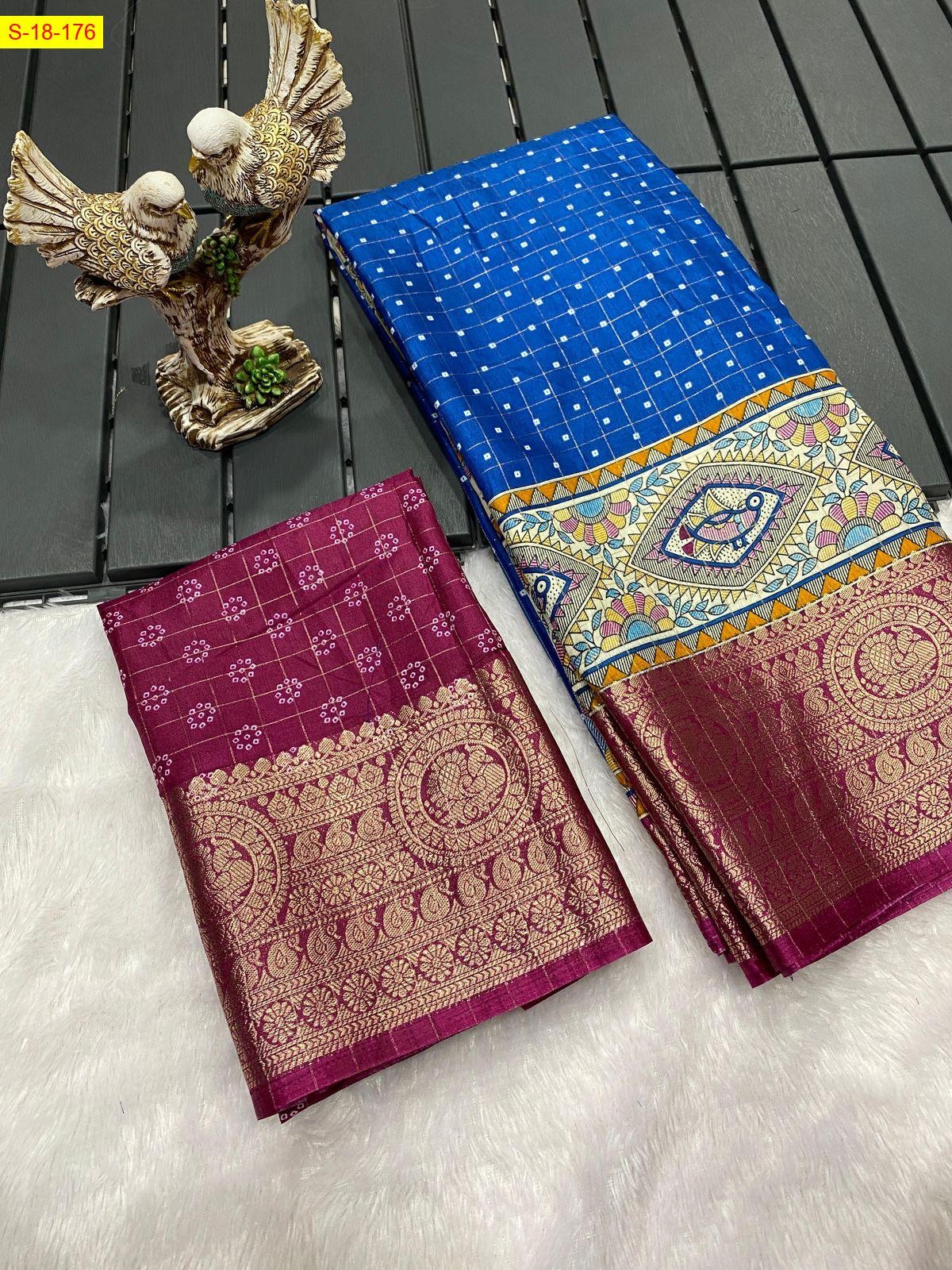 Blue Dola silk saree 