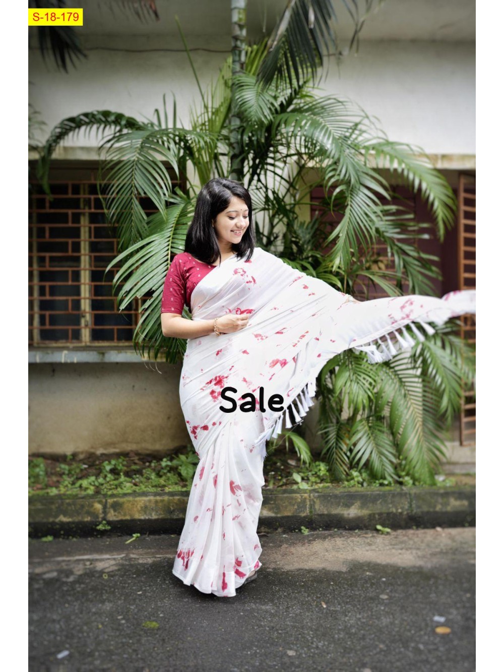 Georgette saree with satin pattu border