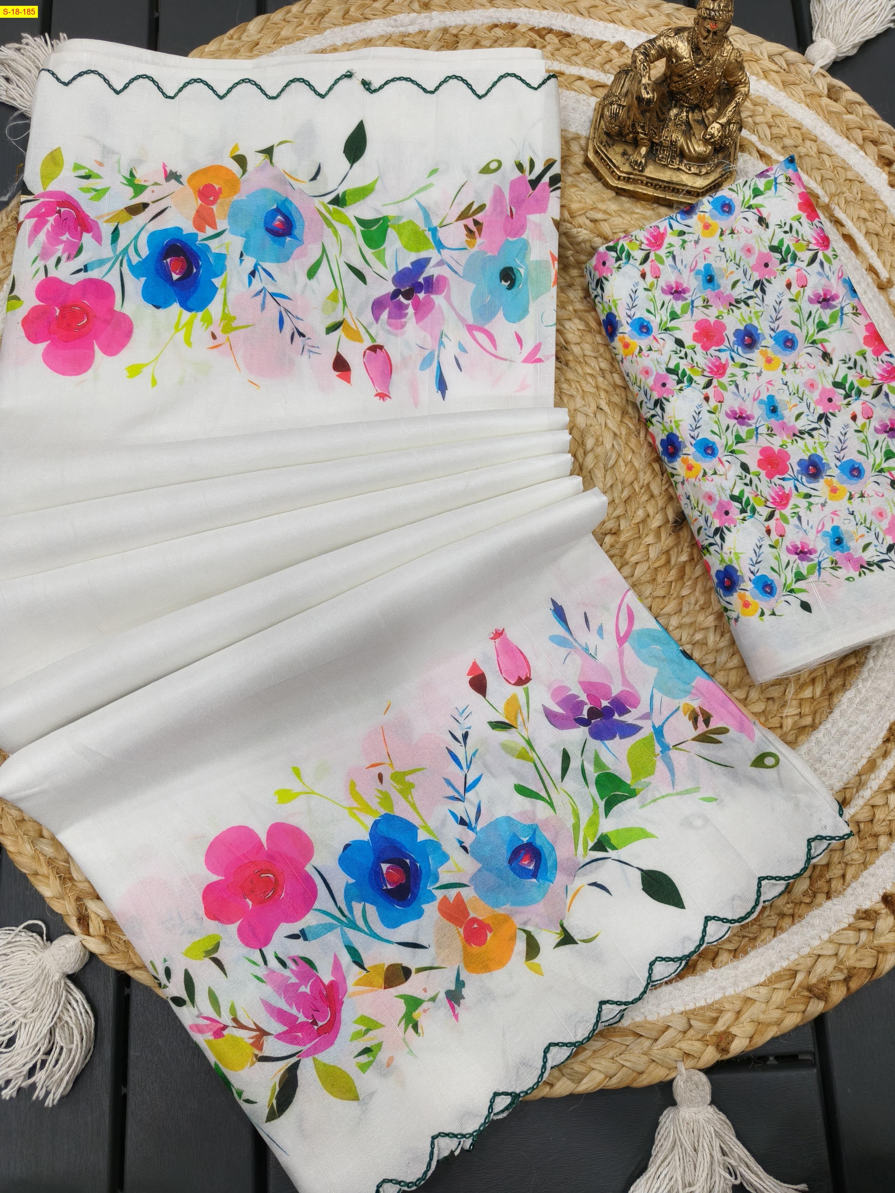 White Fancy tussar silk sarees