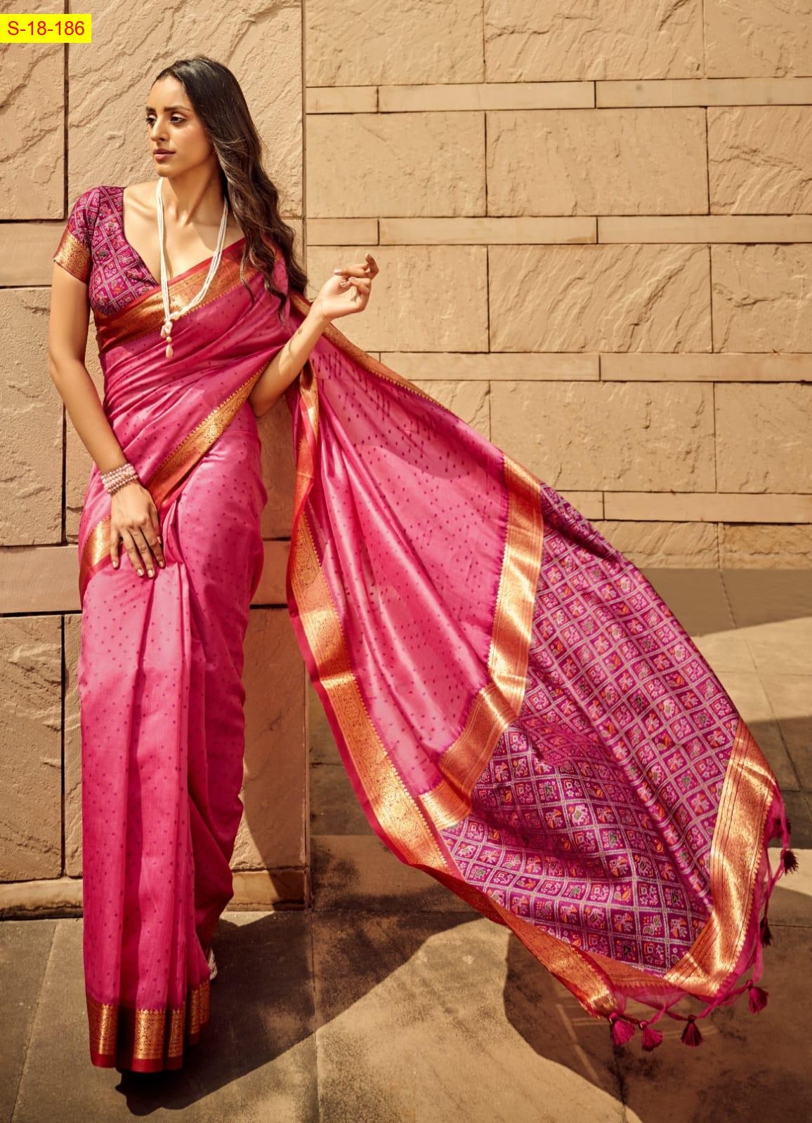 Pink Khadi raw silk sarees