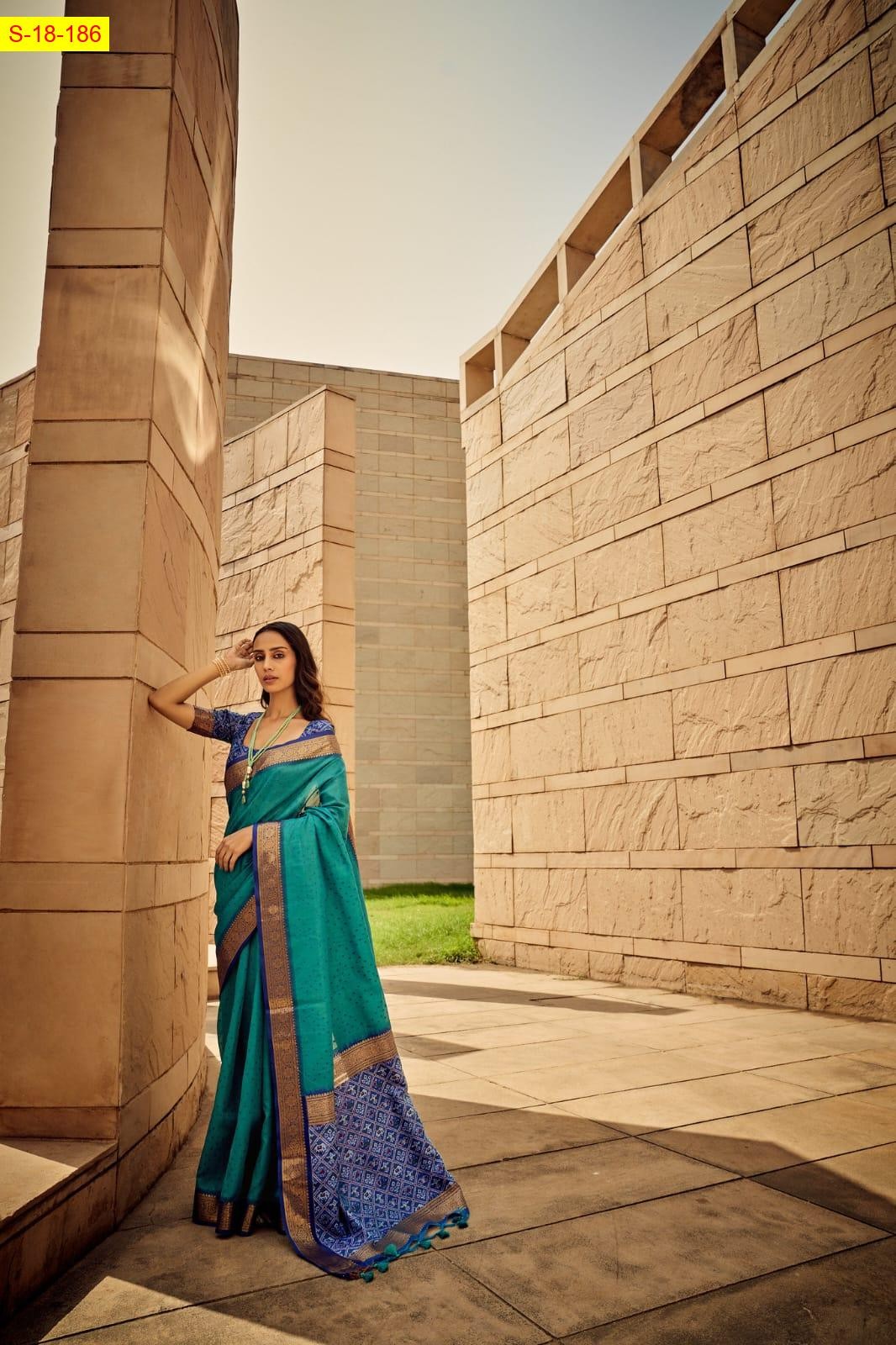 Rama Blue Khadi raw silk sarees