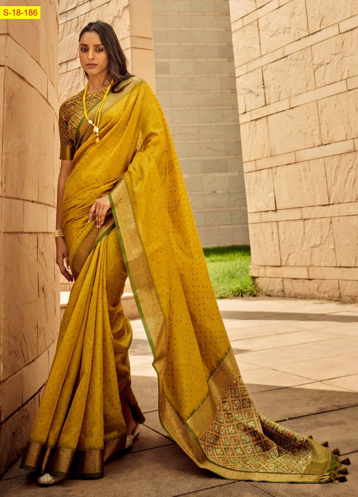Yellow Khadi raw silk sarees