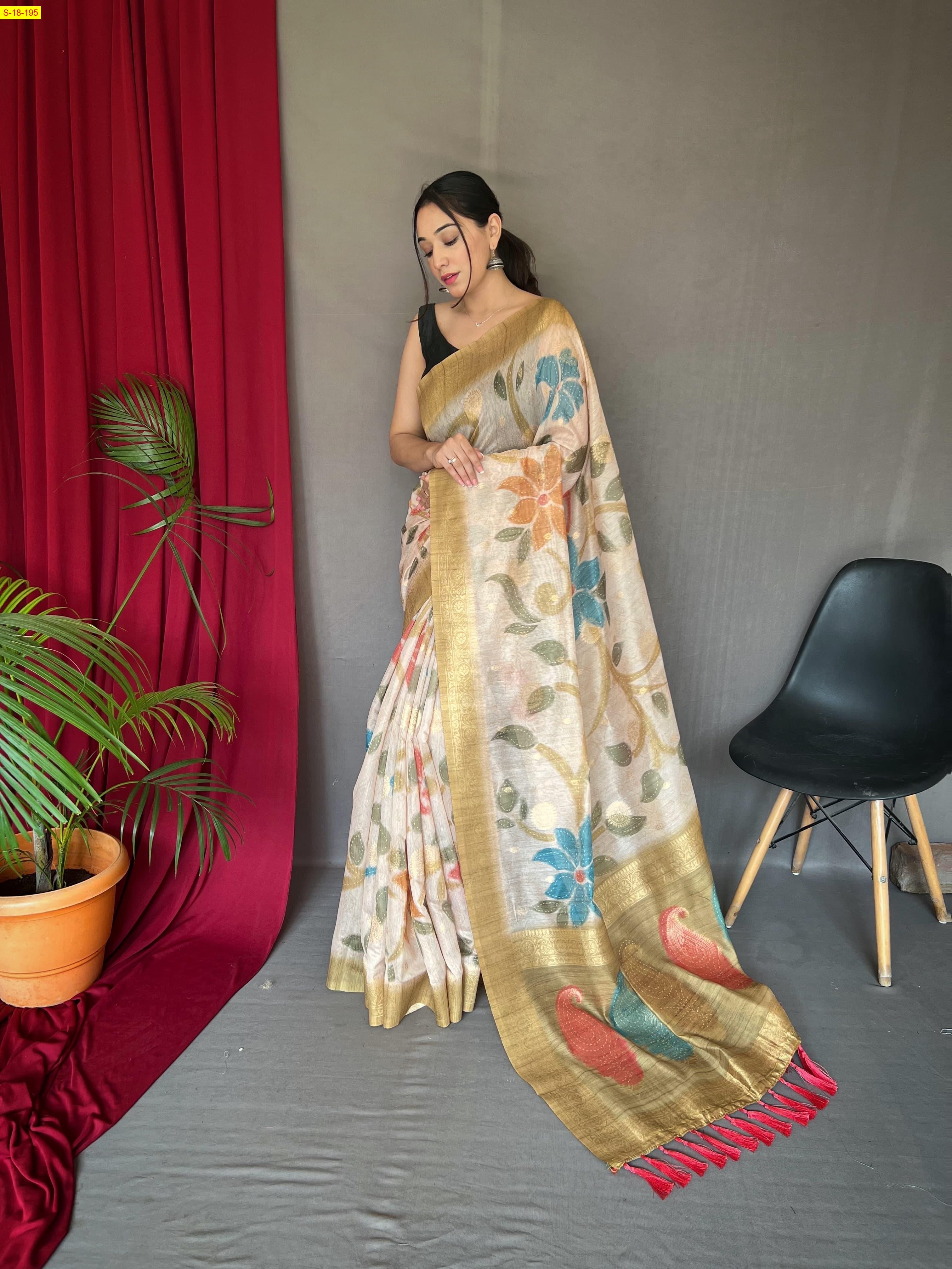 Sandal Chanderi fancy silk sarees