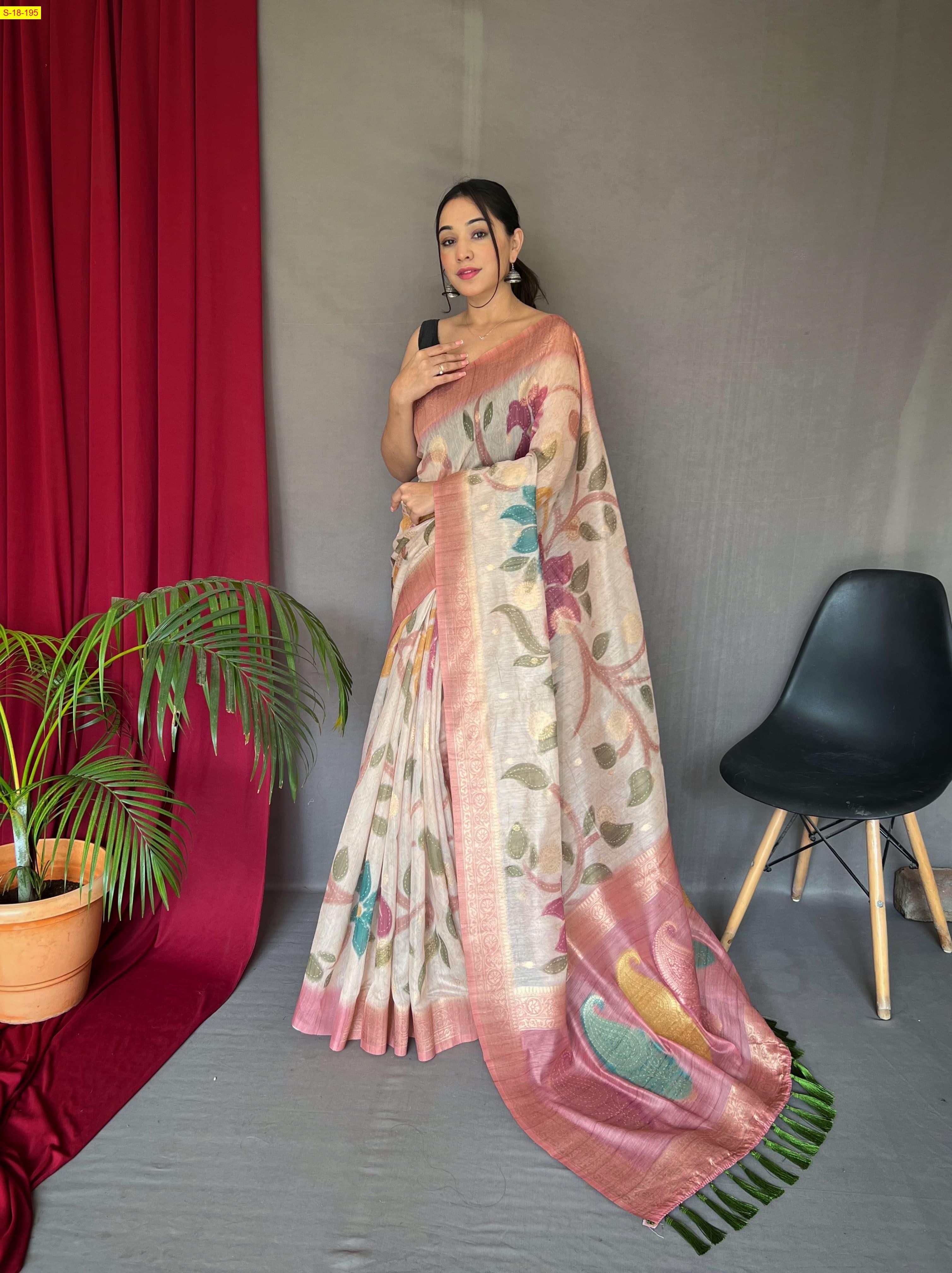 Light Pink Chanderi fancy silk sarees
