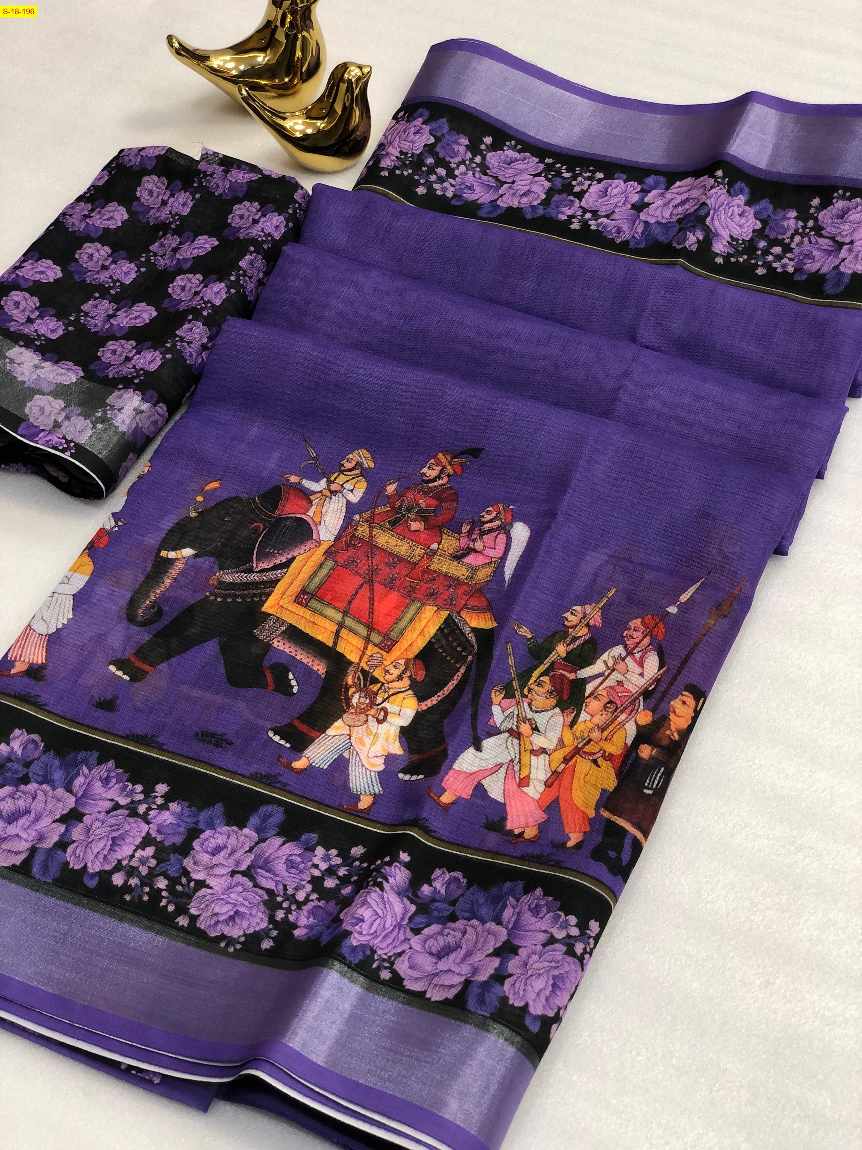 Violet Fancy linen cotton sarees