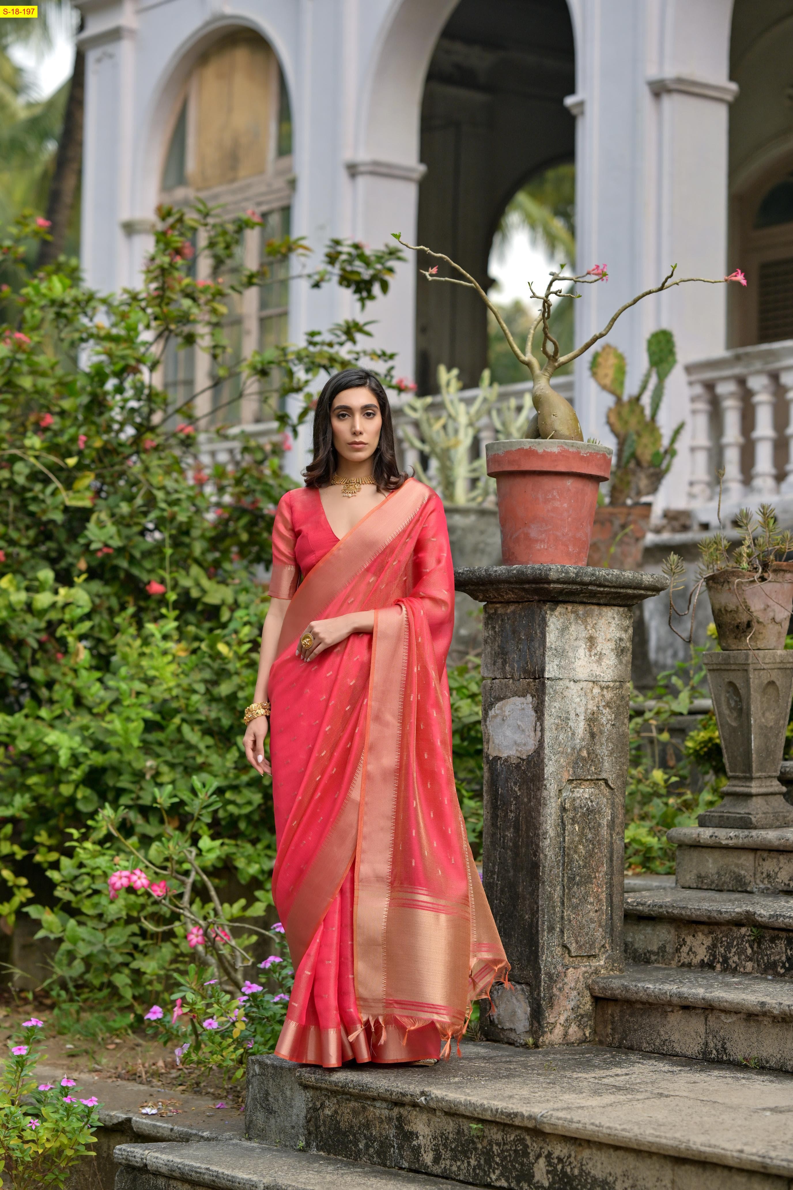 Orange Fancy kalyani silk sarees