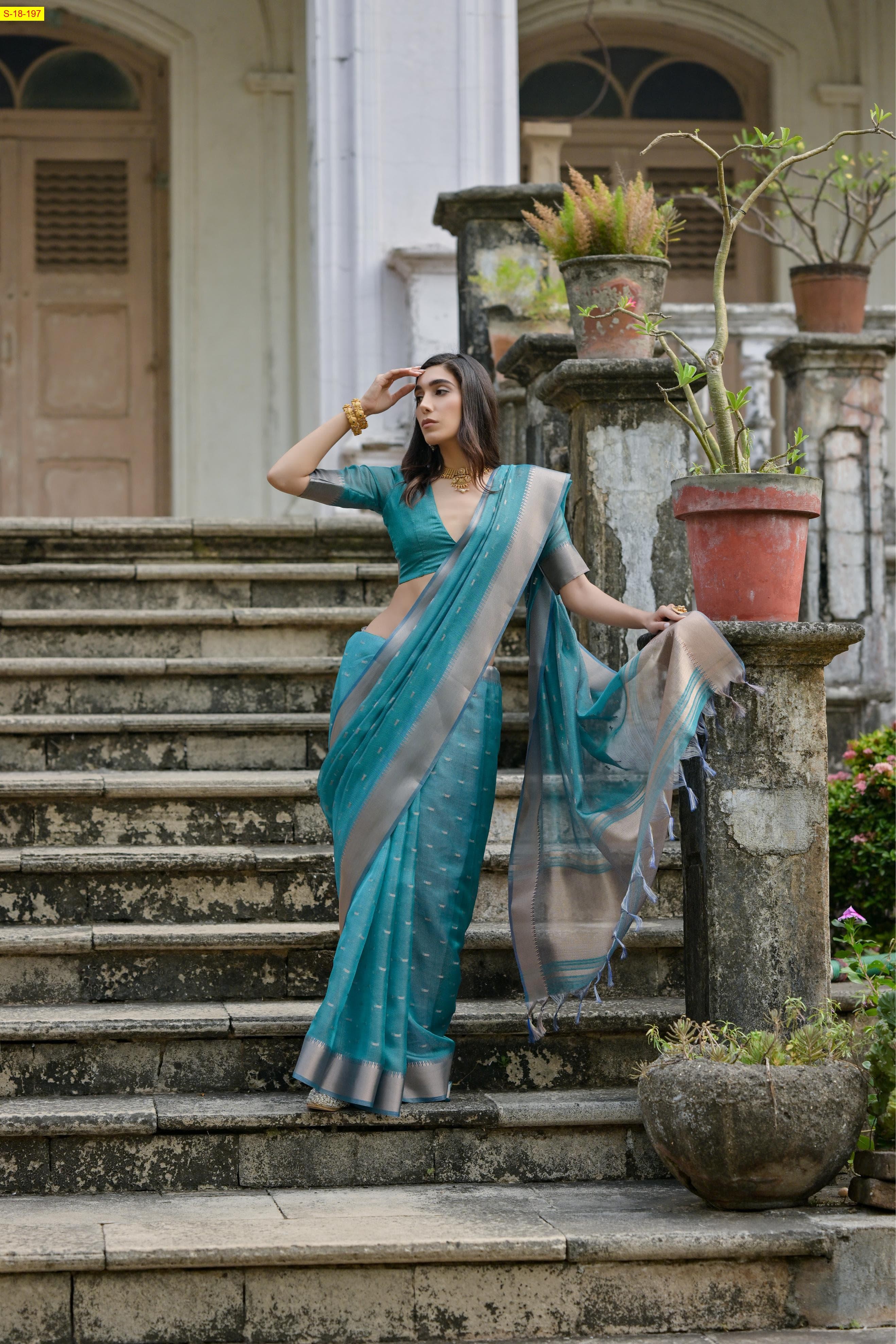 Sky Blue Fancy kalyani silk sarees
