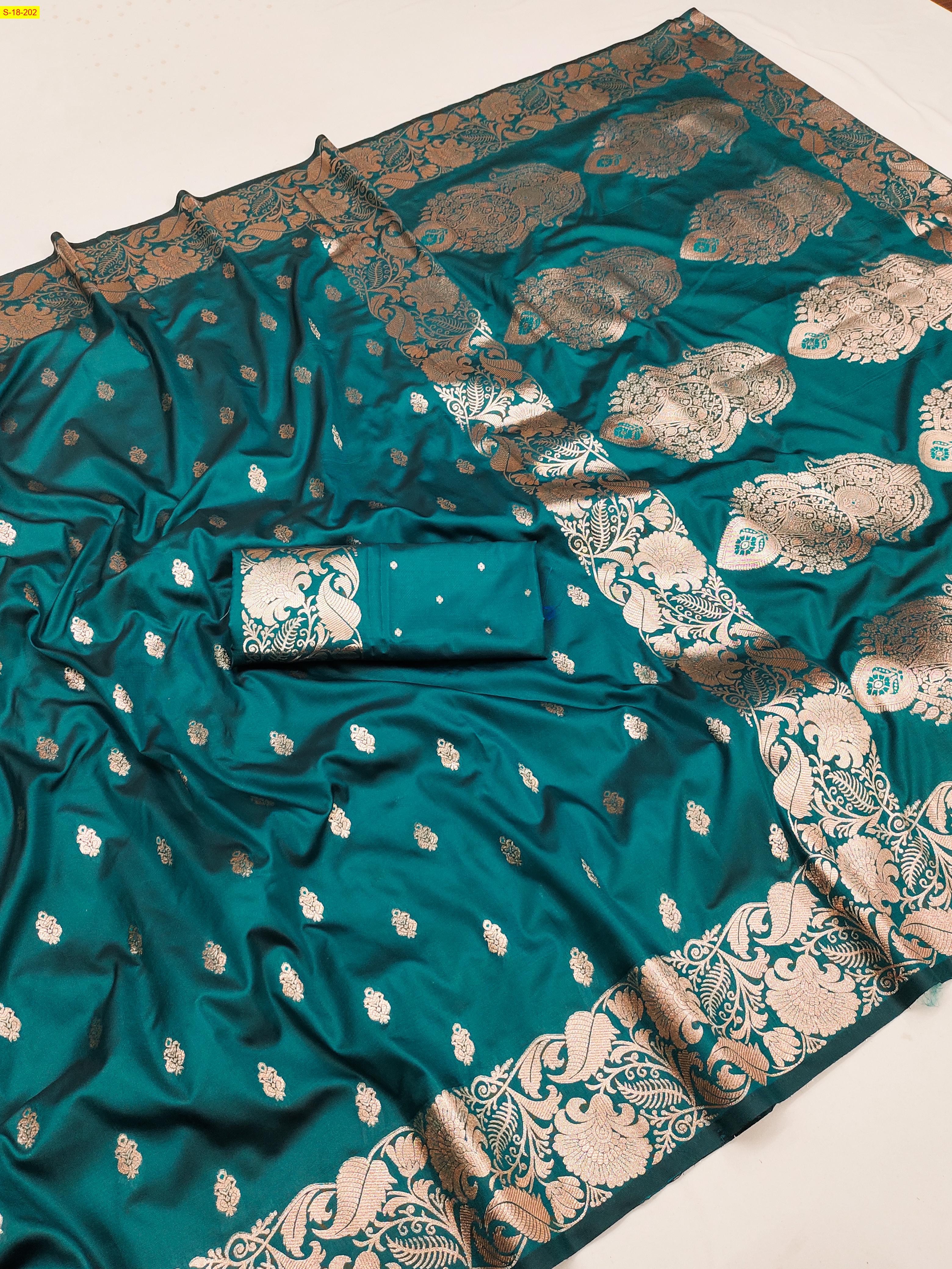 Green Banarasi soft silk sarees