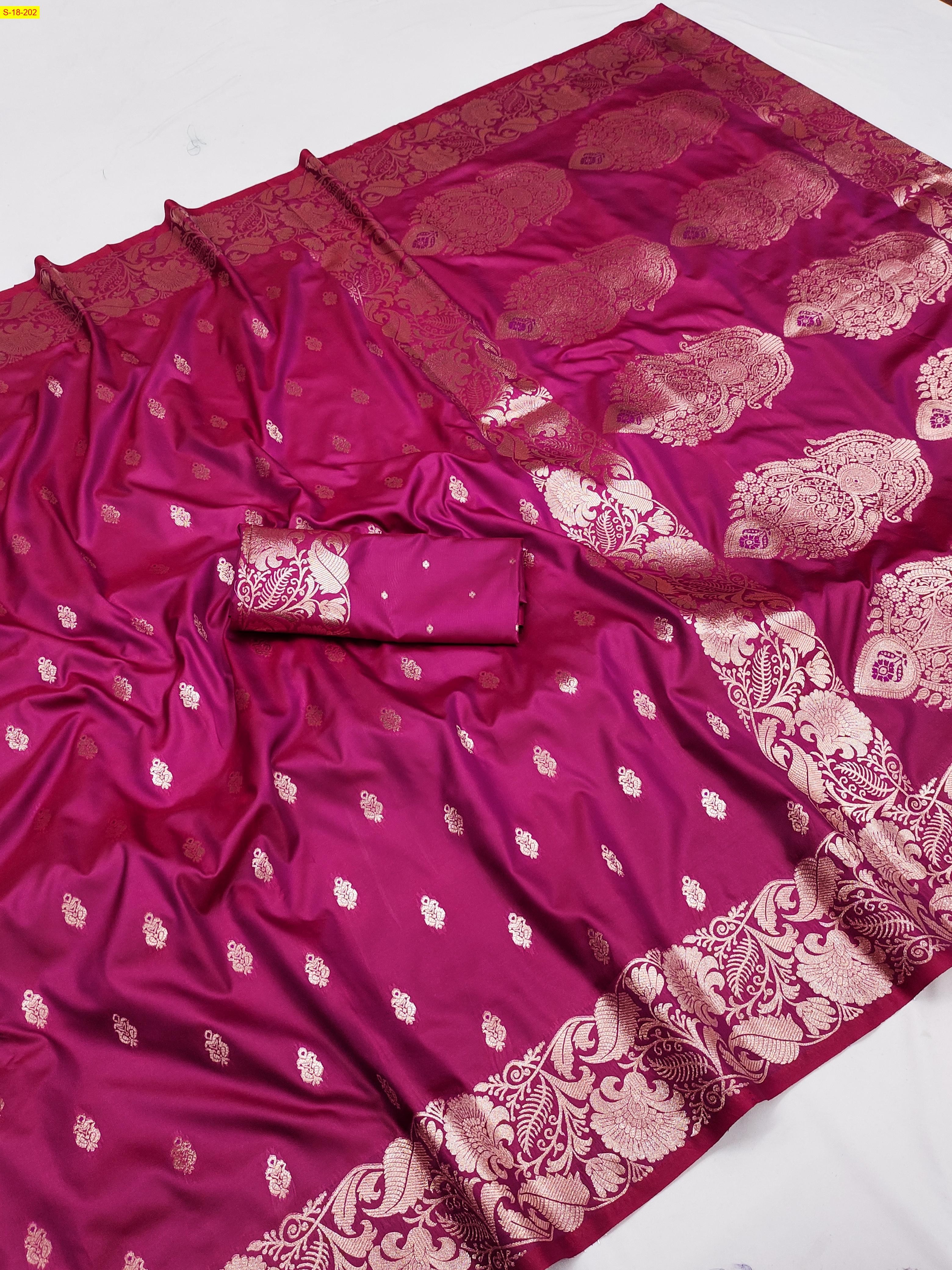Pink Banarasi soft silk sarees
