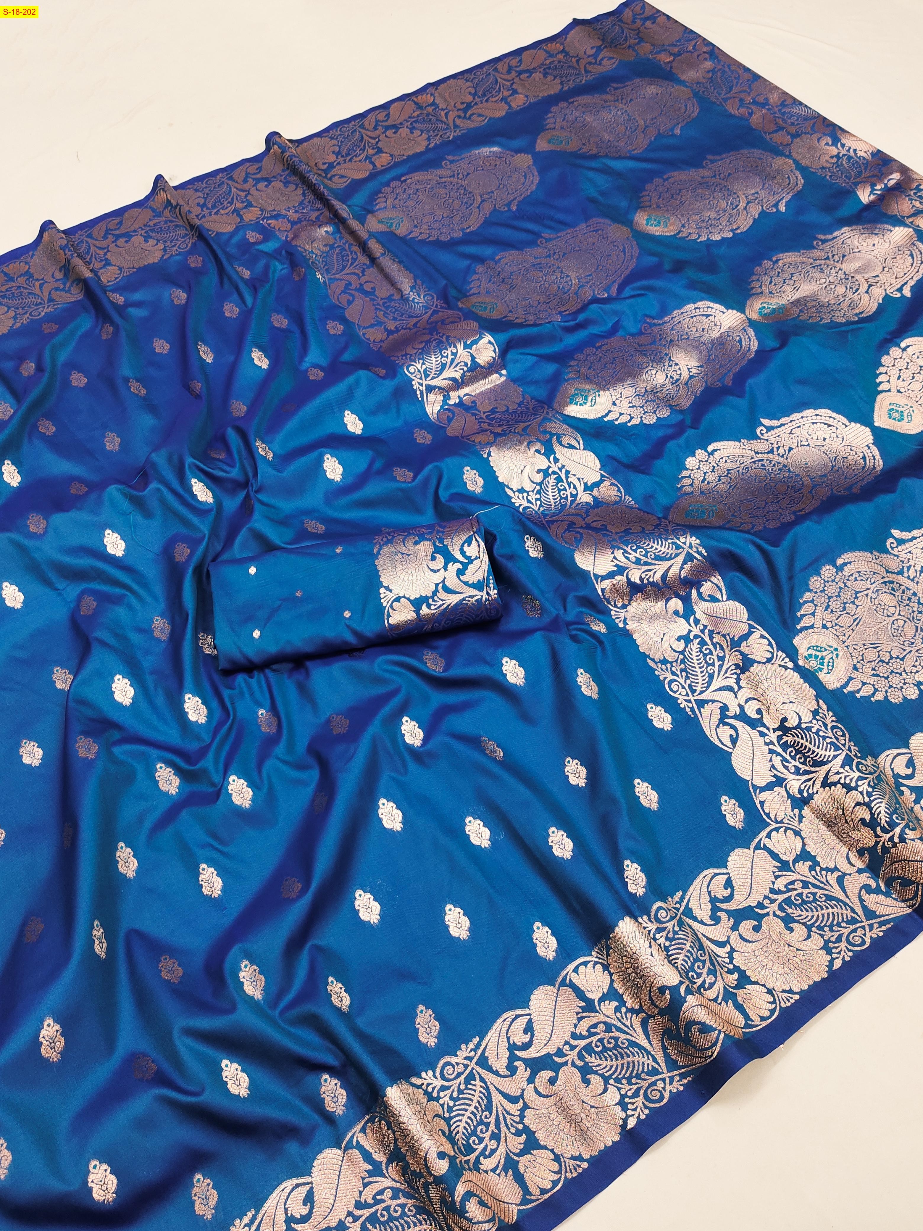 Blue Banarasi soft silk sarees