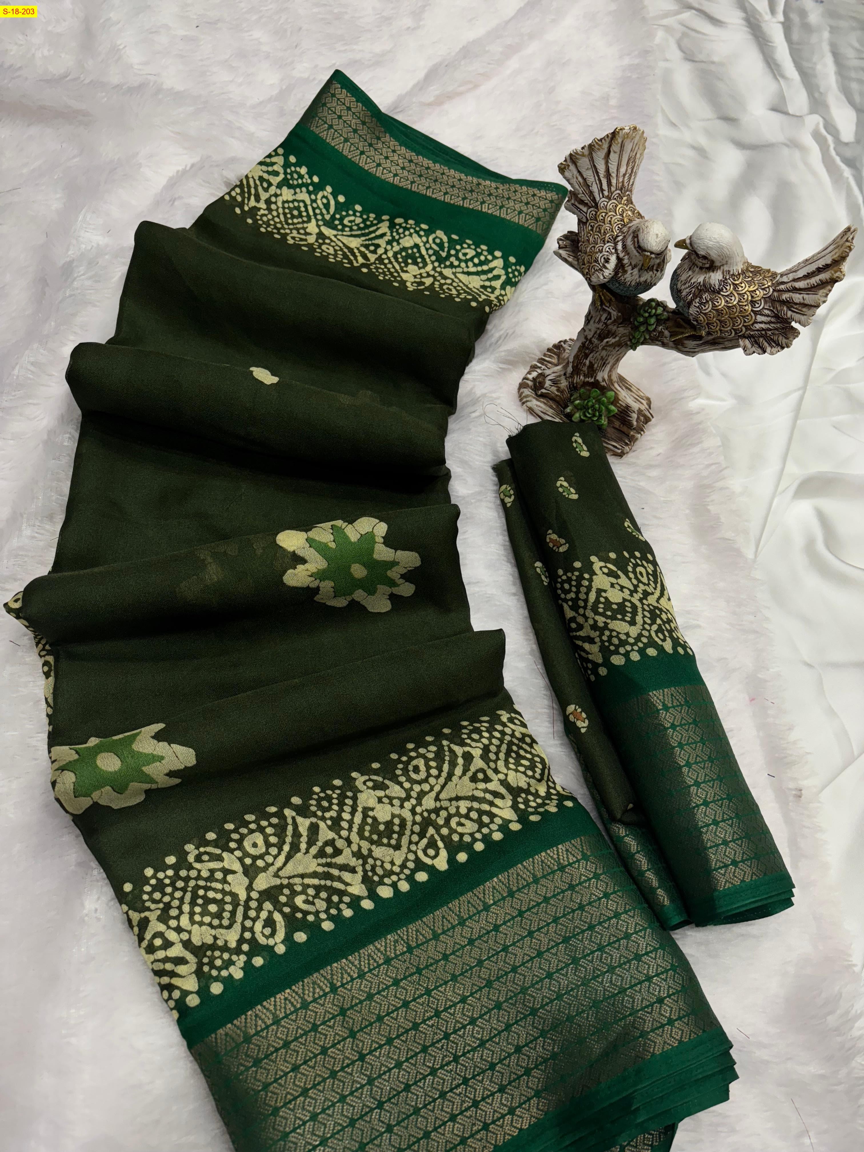 Green Dola marshmallow doby sarees