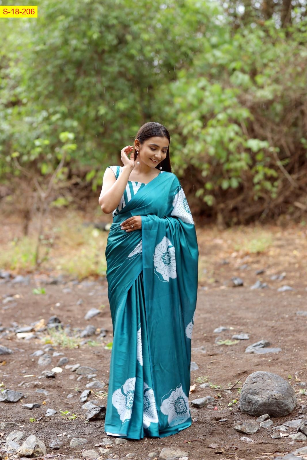 Sky Blue Japan satin silk sarees