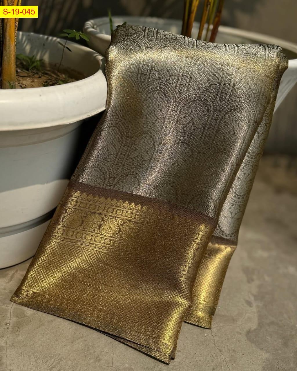 Golden Celebrity Inspired Banarasi tissue silk saree