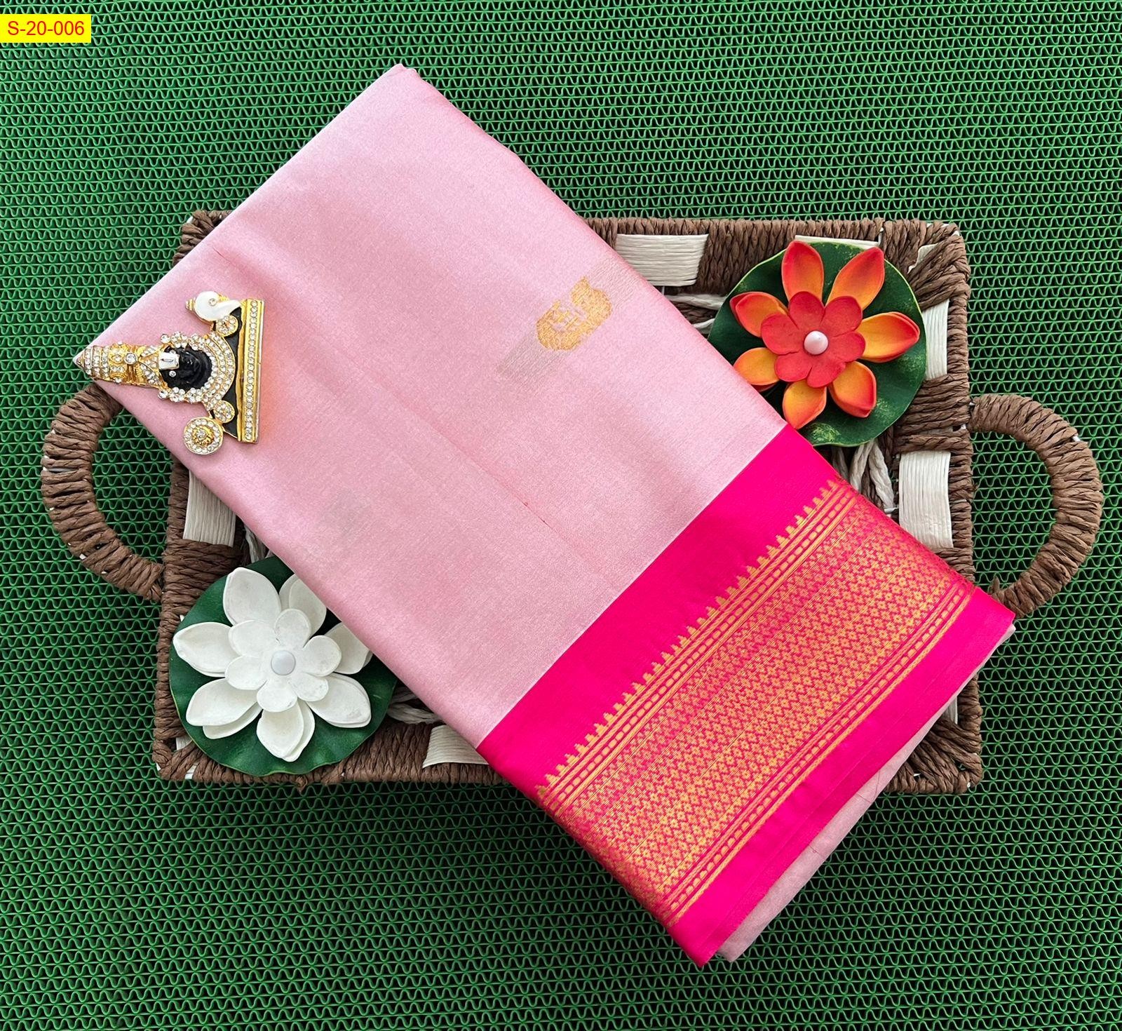 Light Pink Silk mercerized cotton sarees