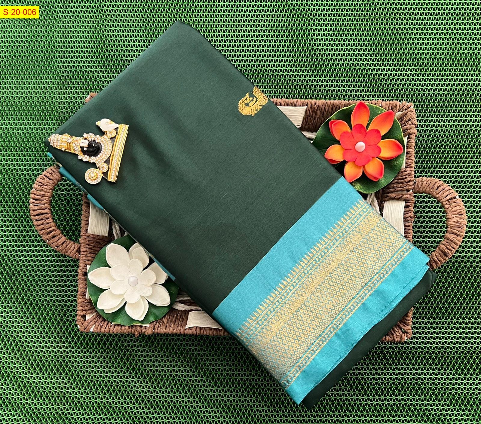 Green Silk mercerized cotton sarees