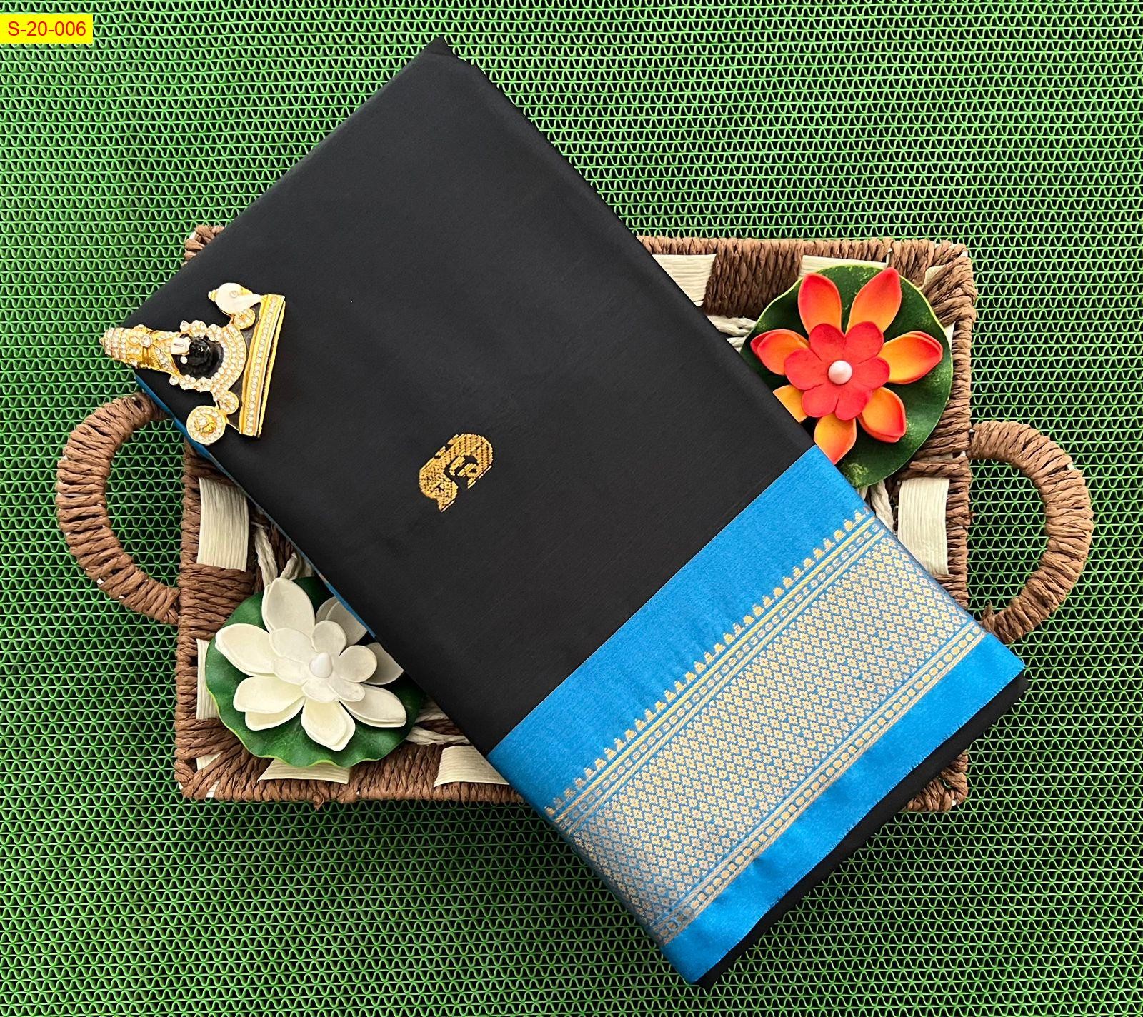Black Silk mercerized cotton sarees