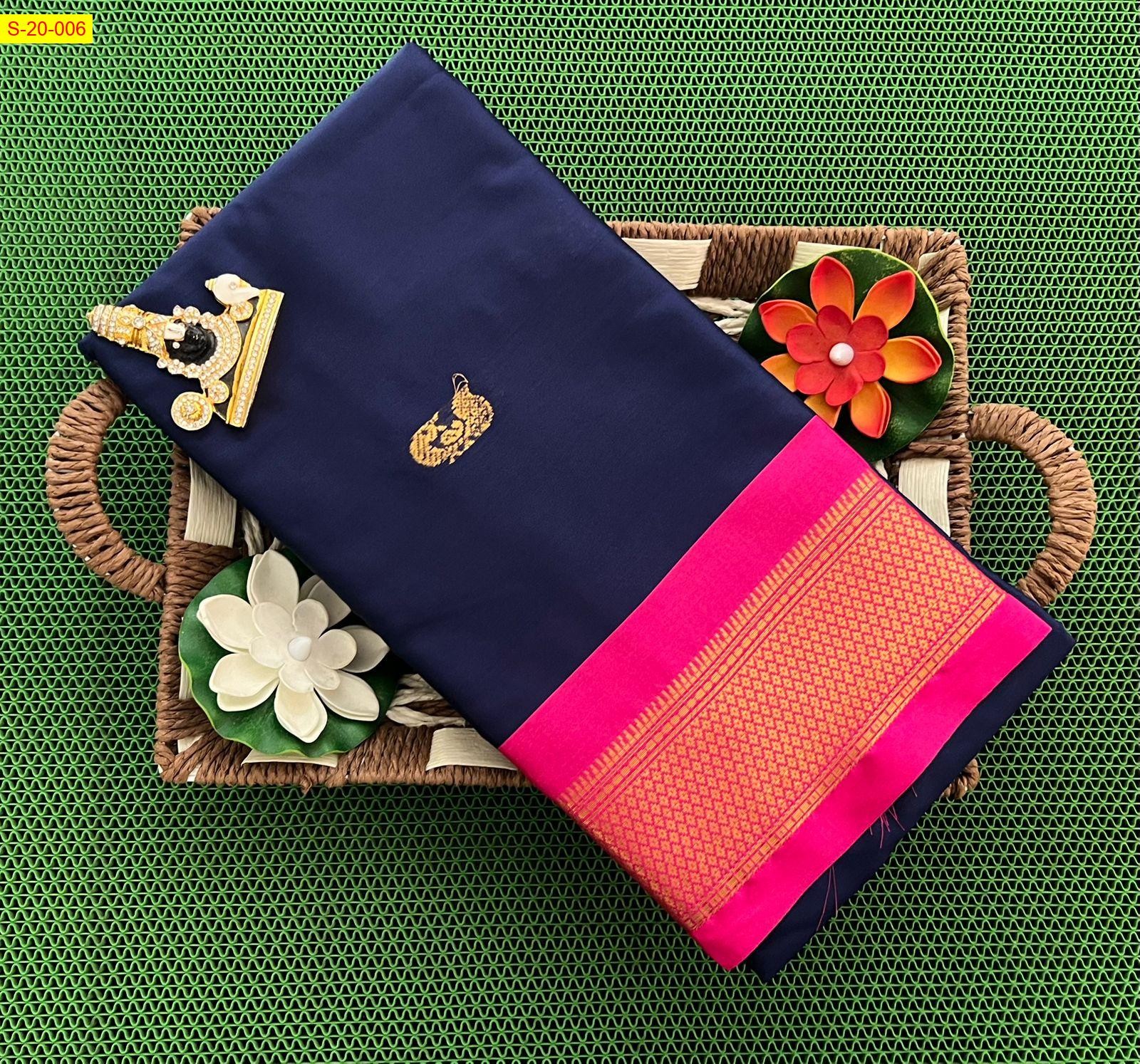 Navy Silk mercerized cotton sarees