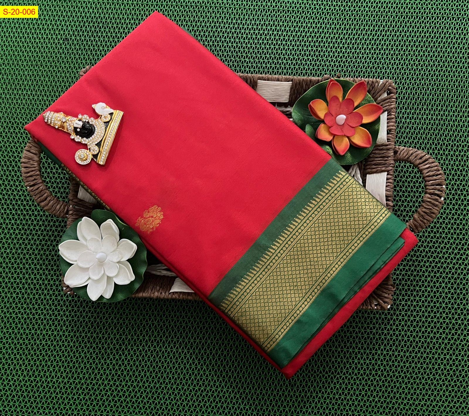 Red Silk mercerized cotton sarees