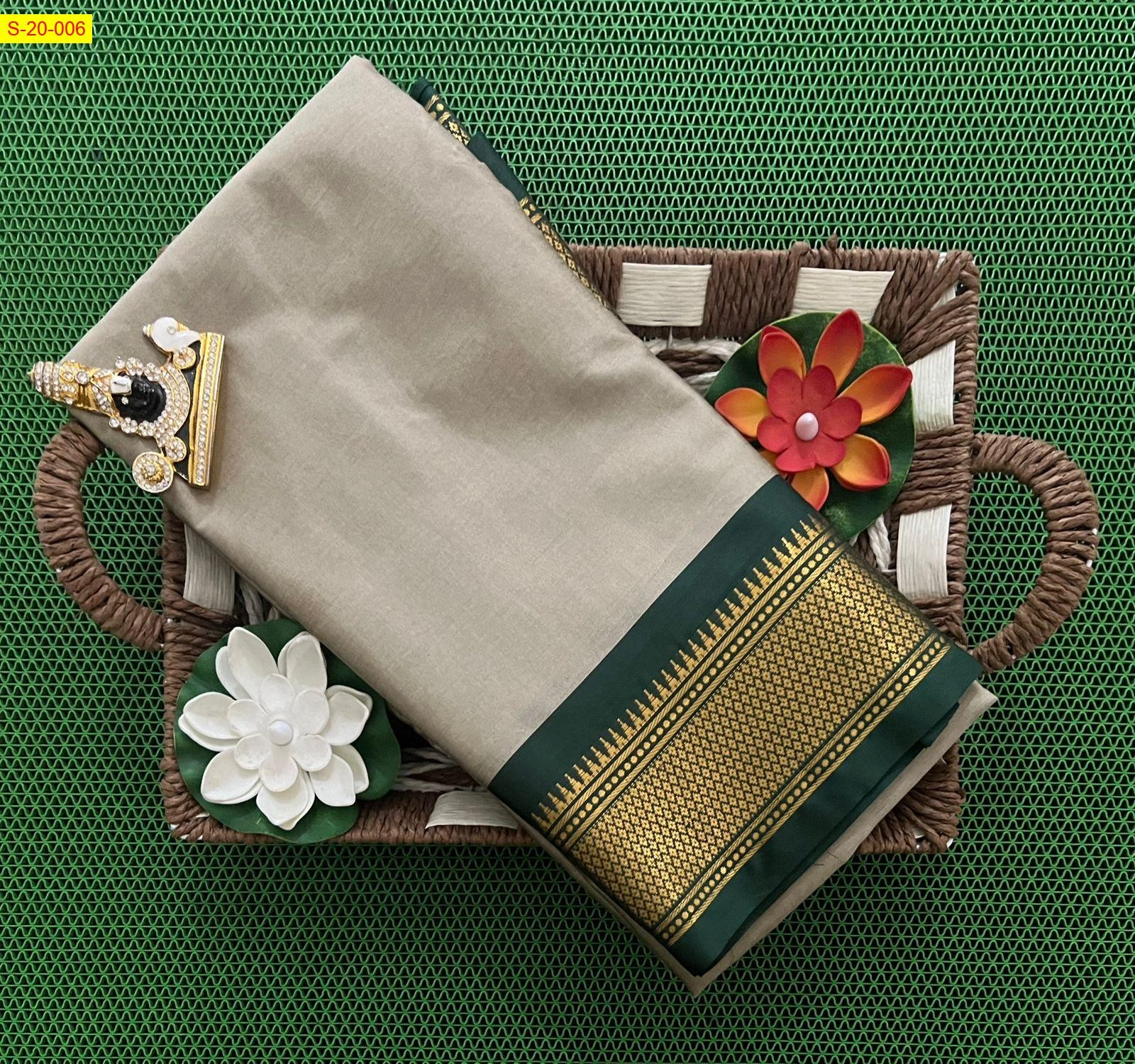 Gray Silk mercerized cotton sarees