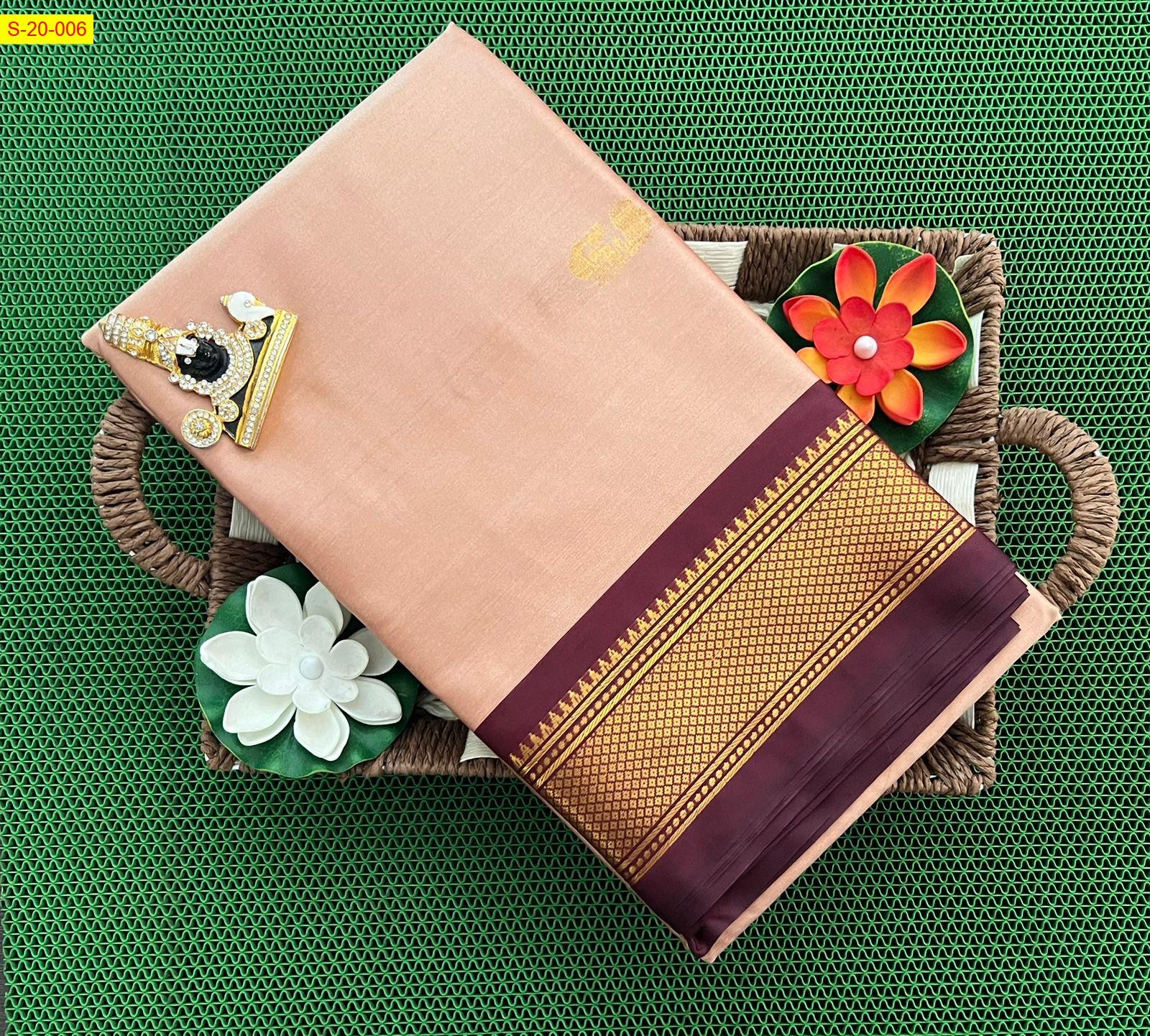 Beige Silk mercerized cotton sarees 