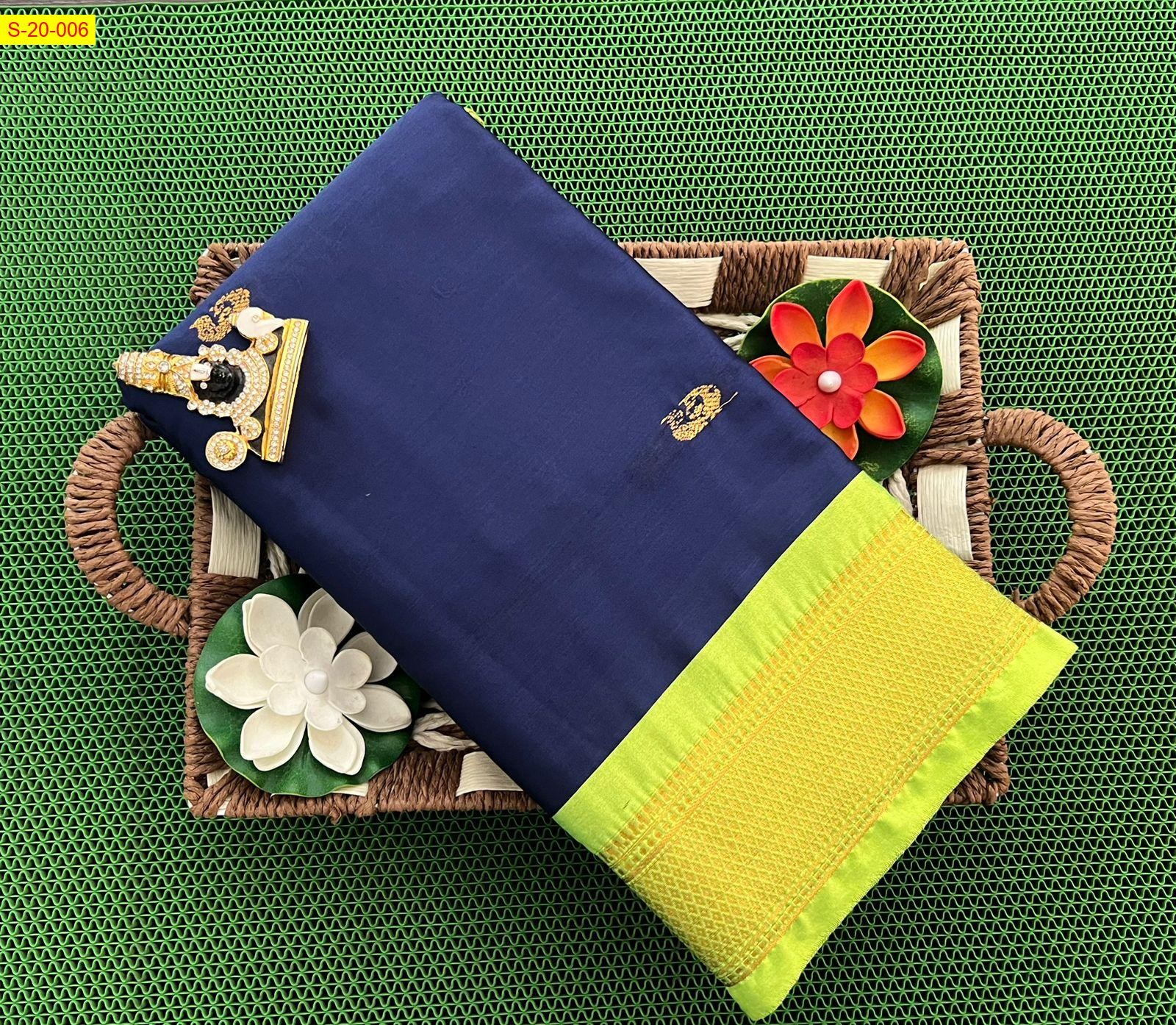 Navy Blue Silk mercerized cotton sarees 