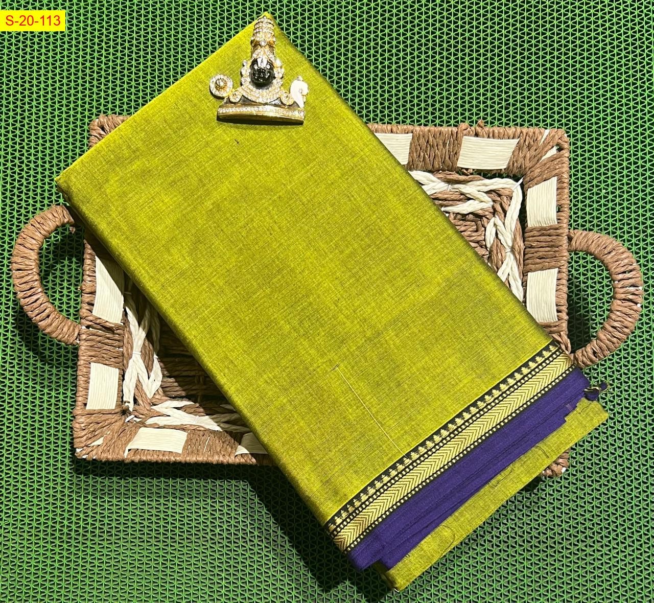 Light Green Narayanpet small border cotton sarees