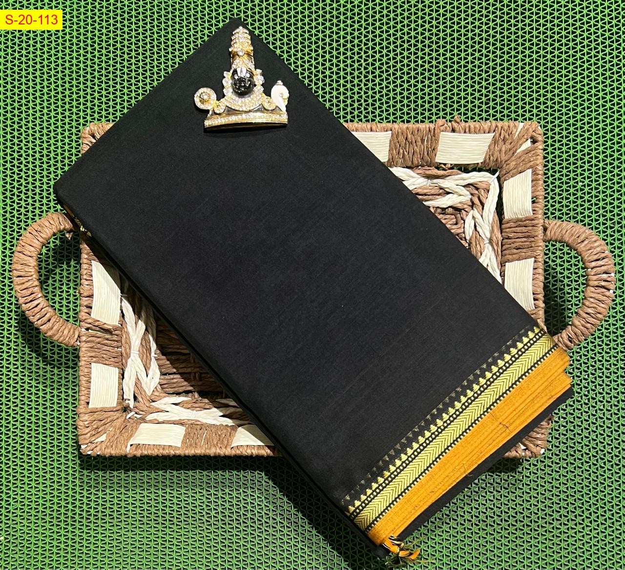 Black Narayanpet small border cotton sarees
